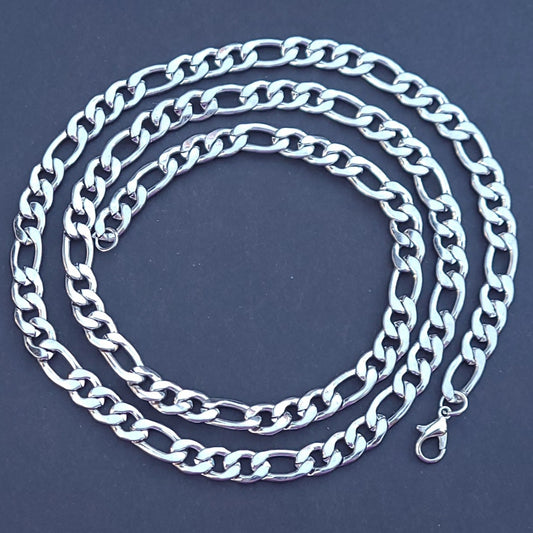 Silver Stainless Steel Figaro Chain