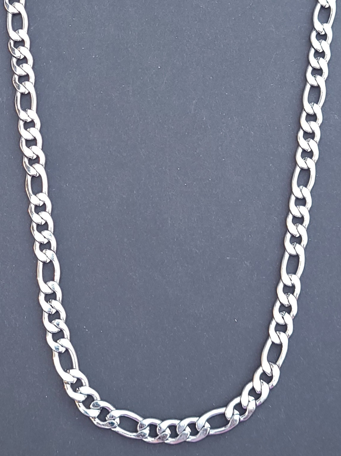 Silver Stainless Steel Figaro Chain with Lobster Claw, in 7mm or 9mm and 24" or 26"