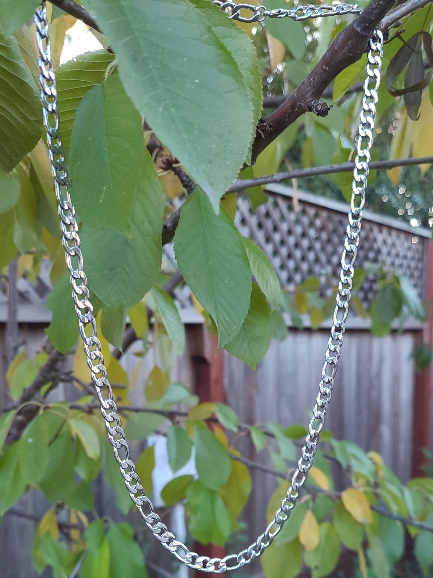 Silver Stainless Steel Figaro Chain with Lobster Claw, in 7mm or 9mm and 24" or 26"