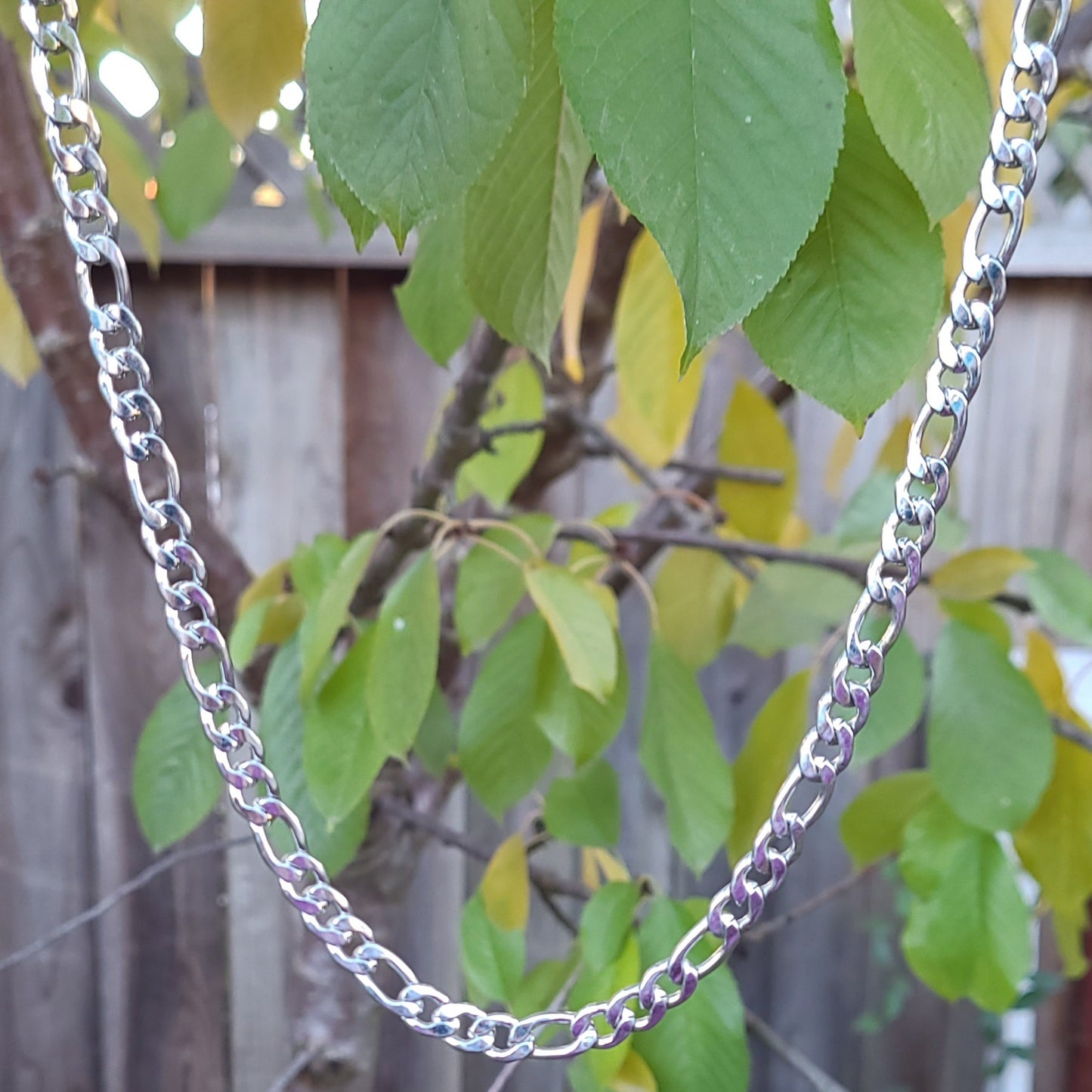 Silver Stainless Steel Figaro Chain