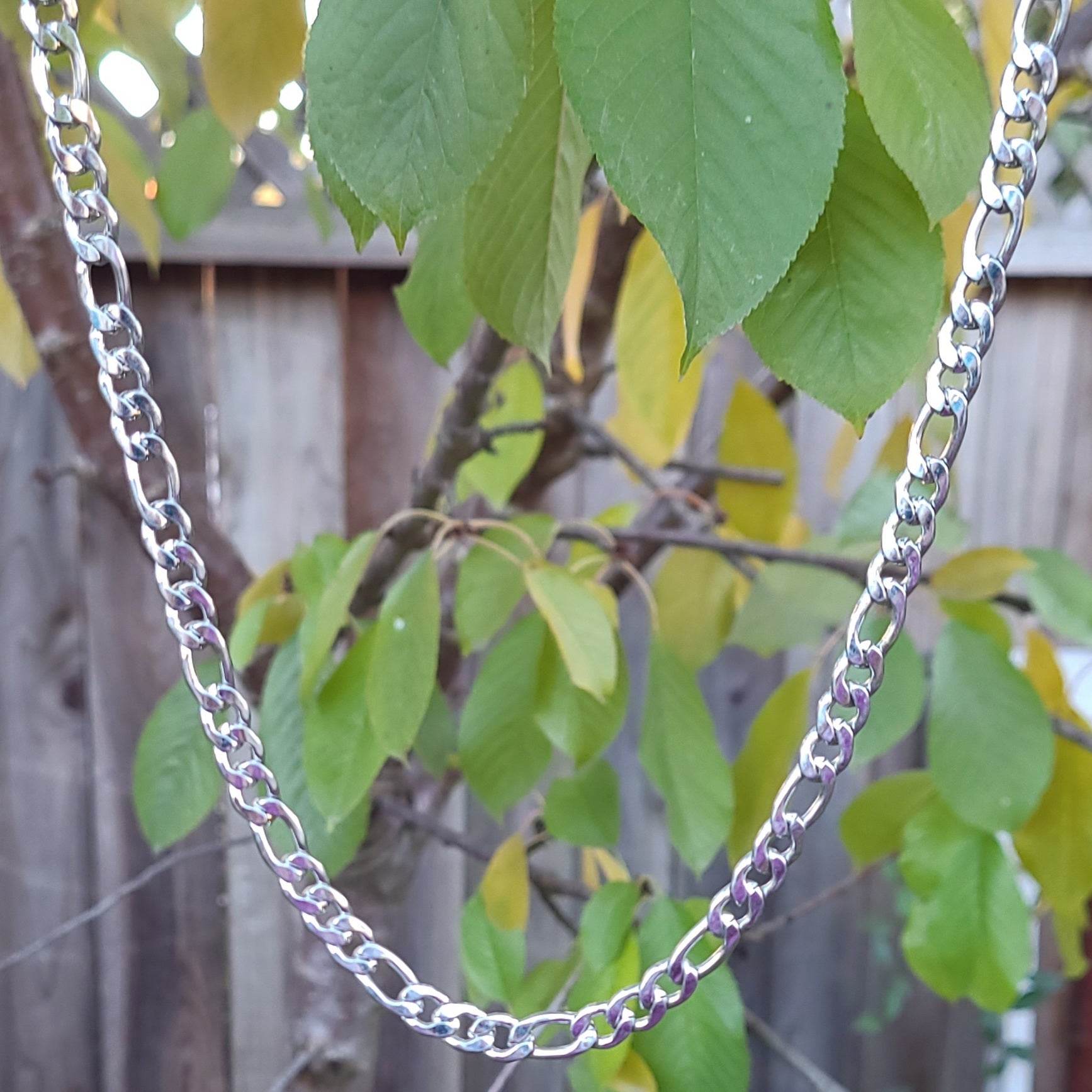 Silver Stainless Steel Figaro Chain