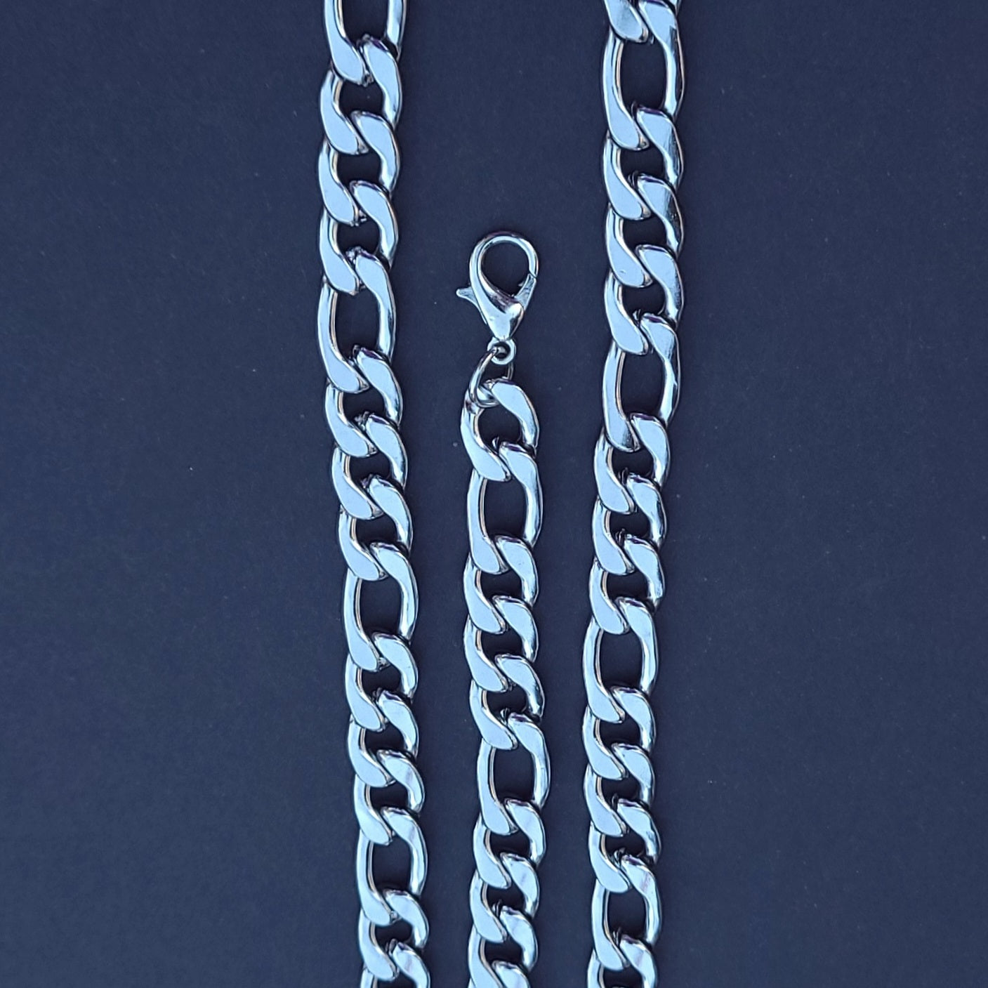 Silver Stainless Steel Figaro Chain