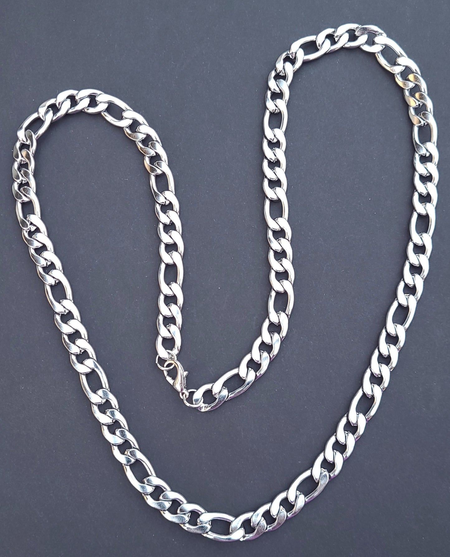 Silver Stainless Steel Figaro Chain