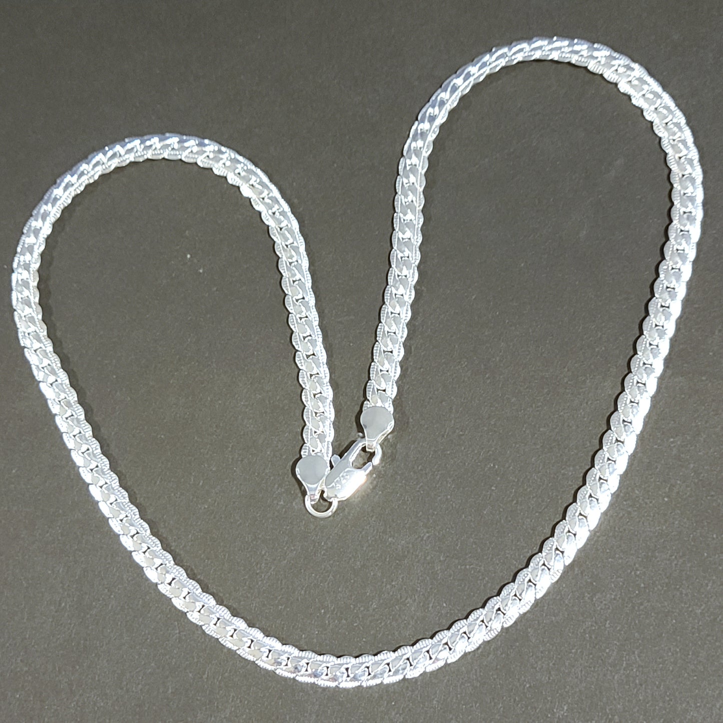 Sterling Silver .925 Flat Snake Chain with Lobster Claw, 5mm in 20"