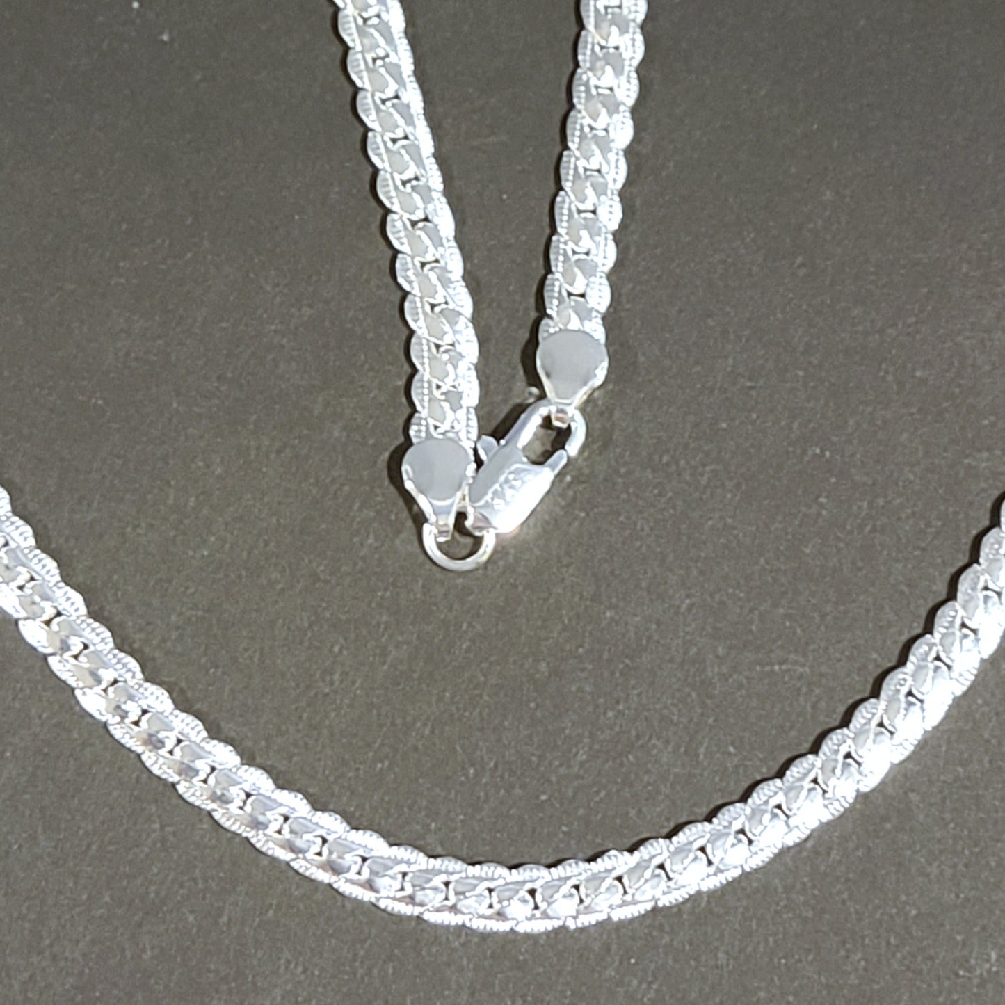 Sterling Silver .925 Flat Snake Chain with Lobster Claw, 5mm in 20"