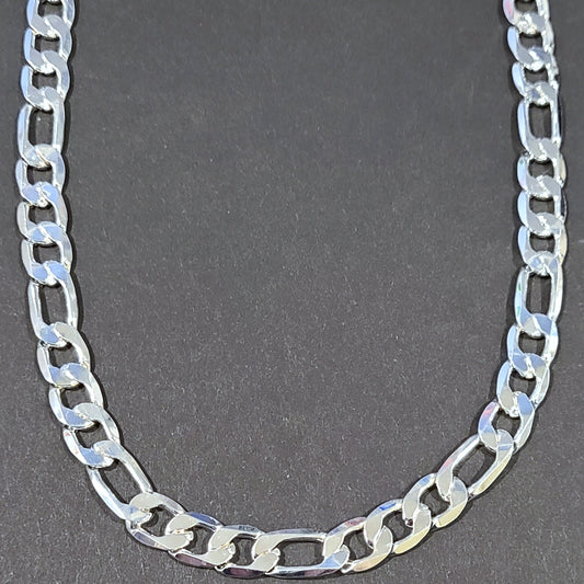 Sterling Silver Plated .925 Figaro Chain with Lobster Claw, in 4mm 6mm 8mm and 8" 18" 20" 22" 24" 26" 28" 30"