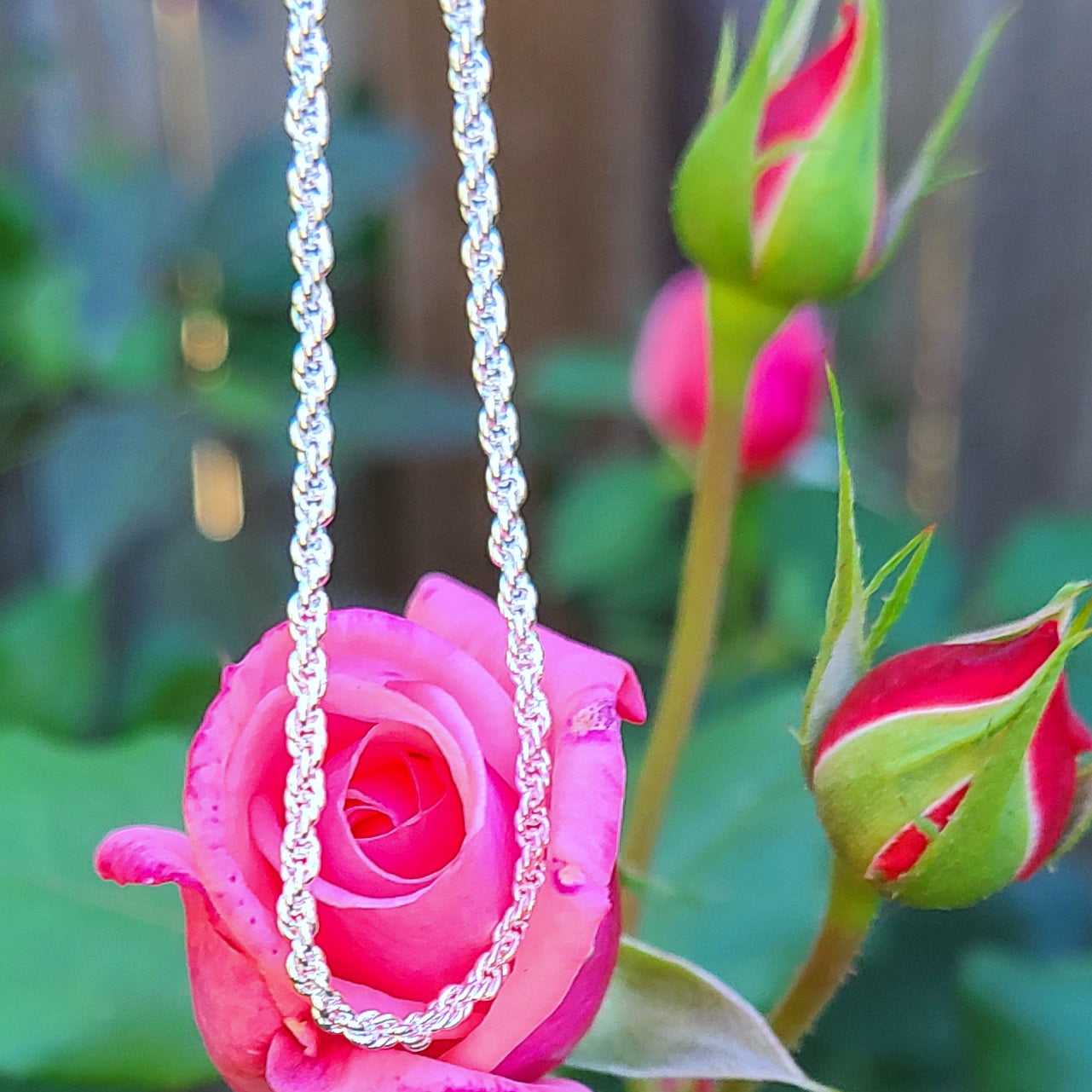 Sterling Silver Plated .925 Rope Chain with Lobster Claw, in 2mm or 4mm and 16" 18" 20" 22" 24"