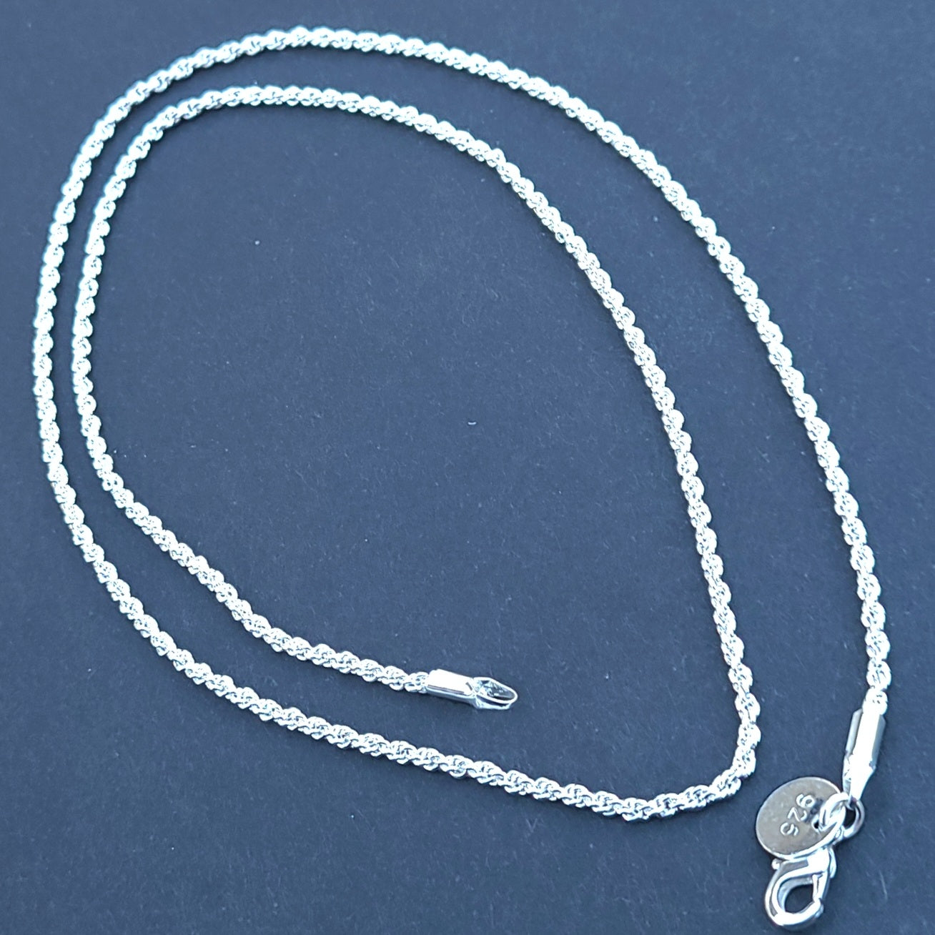 Sterling Silver Plated .925 Rope Chain with Lobster Claw, in 2mm or 4mm and 16" 18" 20" 22" 24"