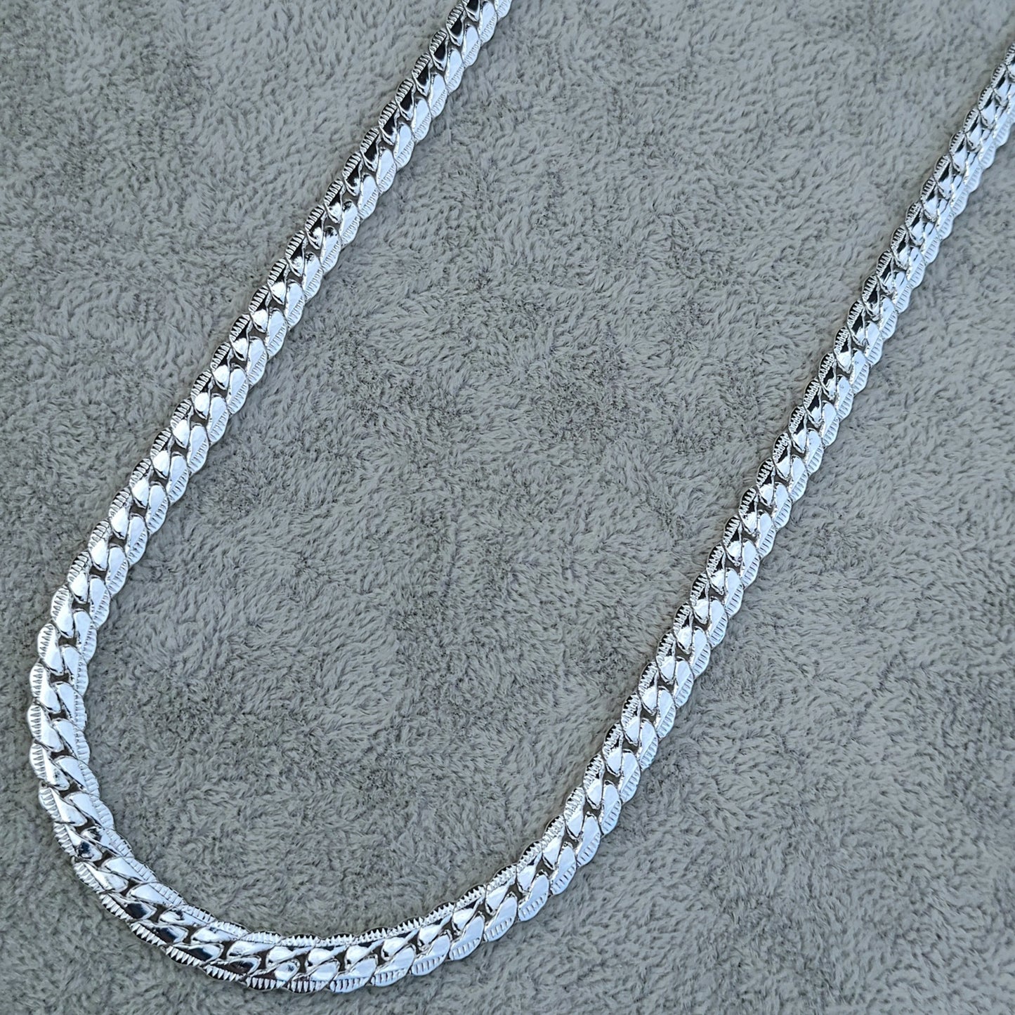 Sterling Silver .925 Flat Snake Chain with Lobster Claw, 5mm in 20"