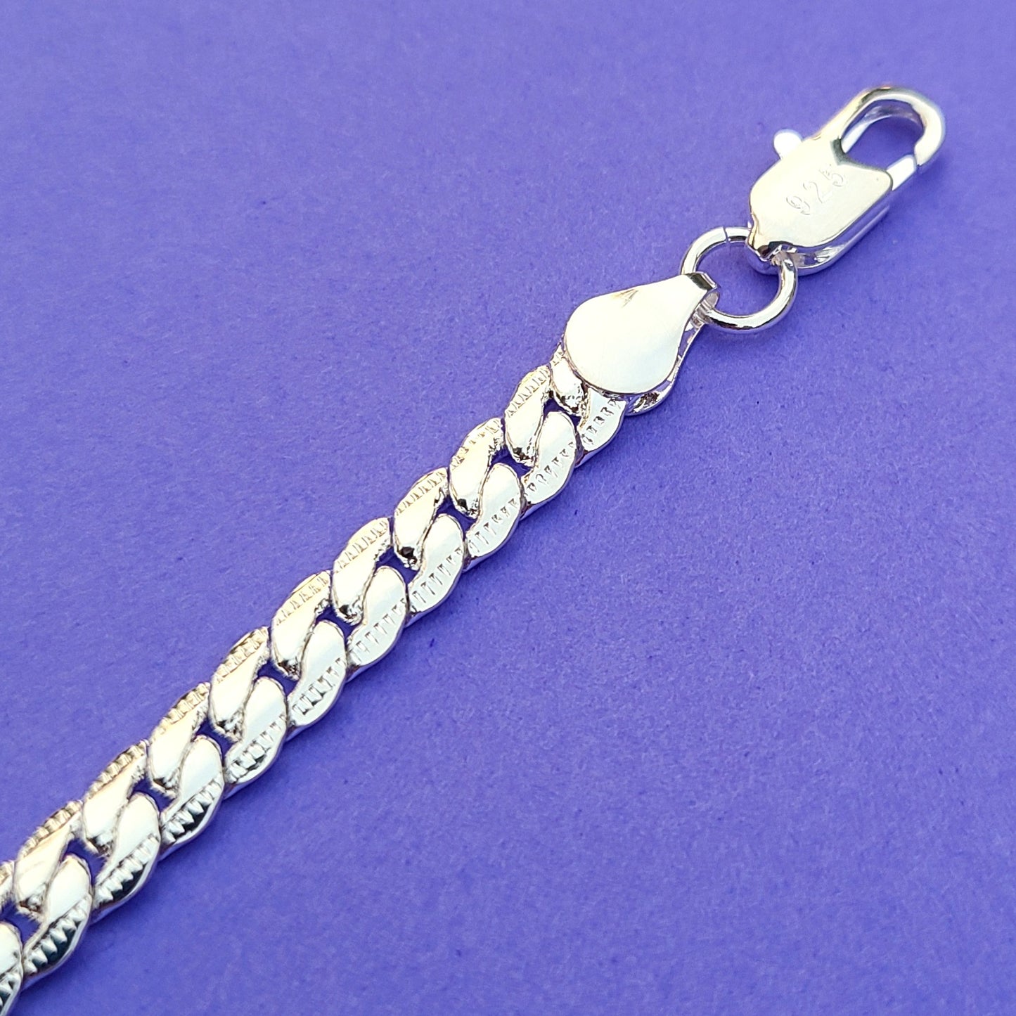 Sterling Silver .925 Flat Snake Chain with Lobster Claw, 5mm in 20"