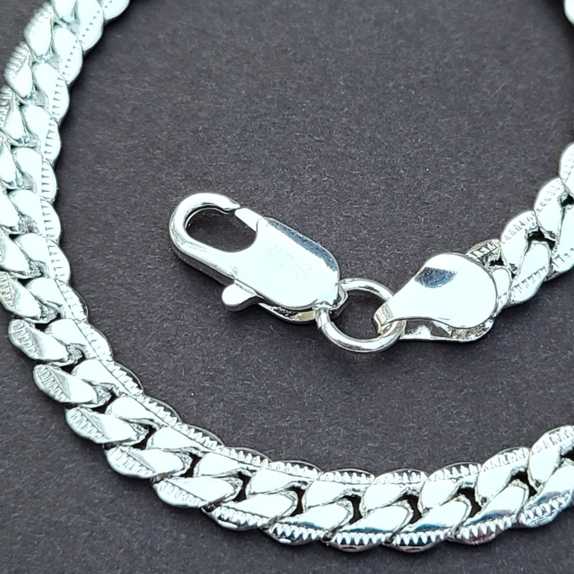 Sterling Silver .925 Flat Snake Chain with Lobster Claw, 5mm in 20"