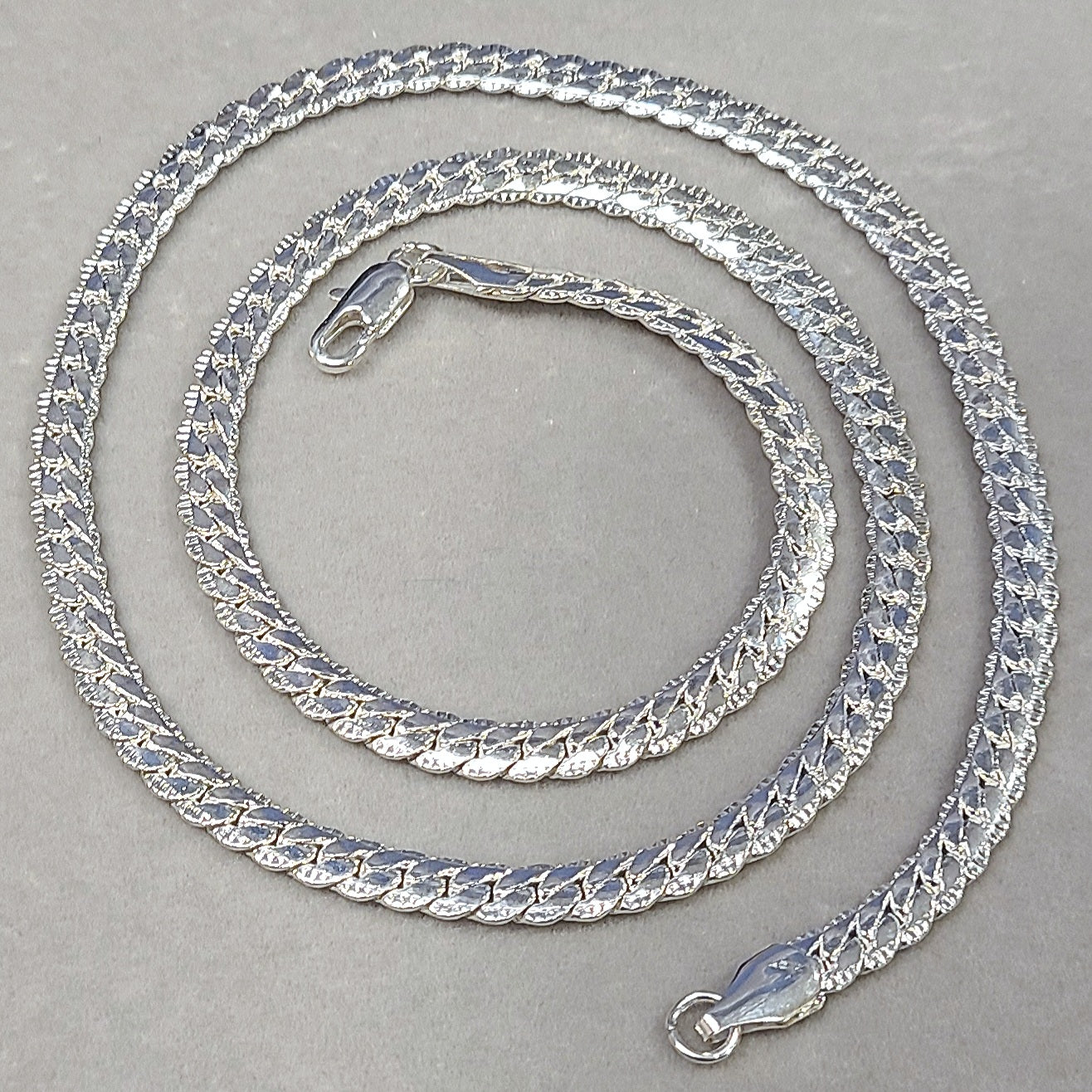 Silver Stainless Steel Flat Snake Chain with Lobster Claw, 5mm in 20"