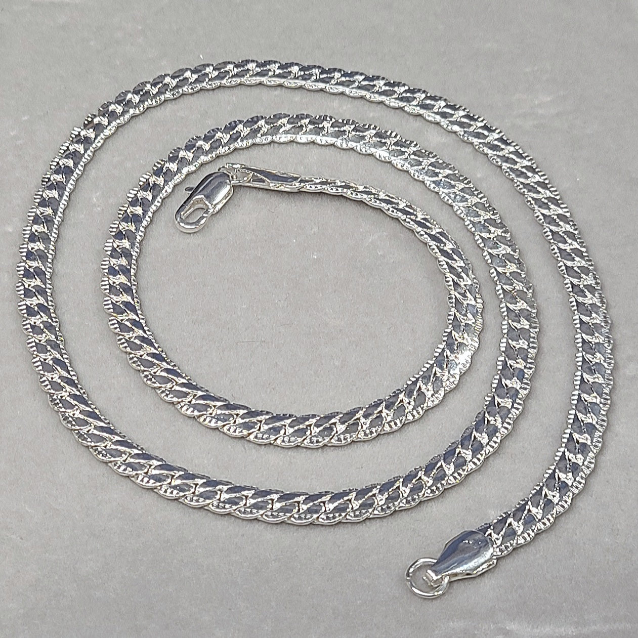 Silver Stainless Steel Flat Snake Chain with Lobster Claw, 5mm in 20"