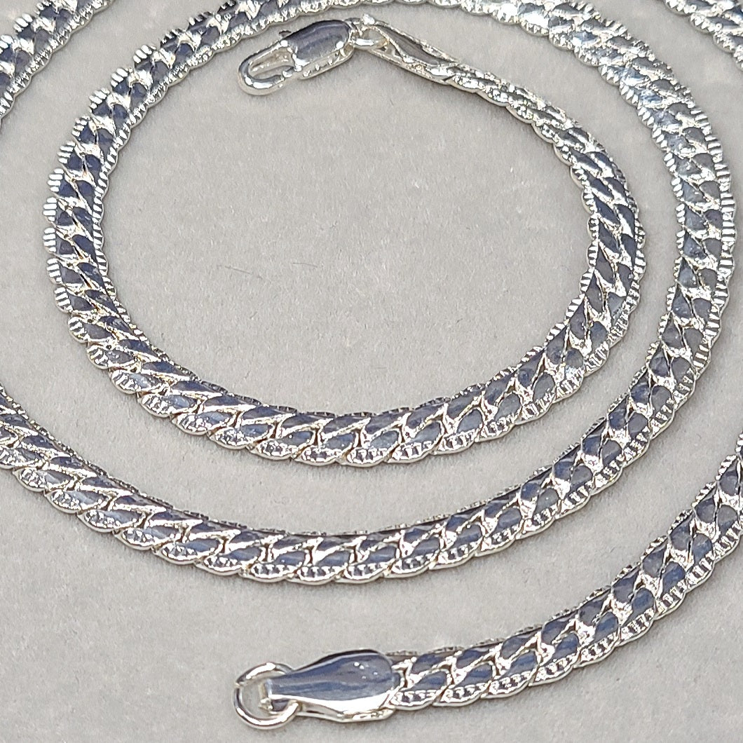 Silver Stainless Steel Flat Snake Chain with Lobster Claw, 5mm in 20"