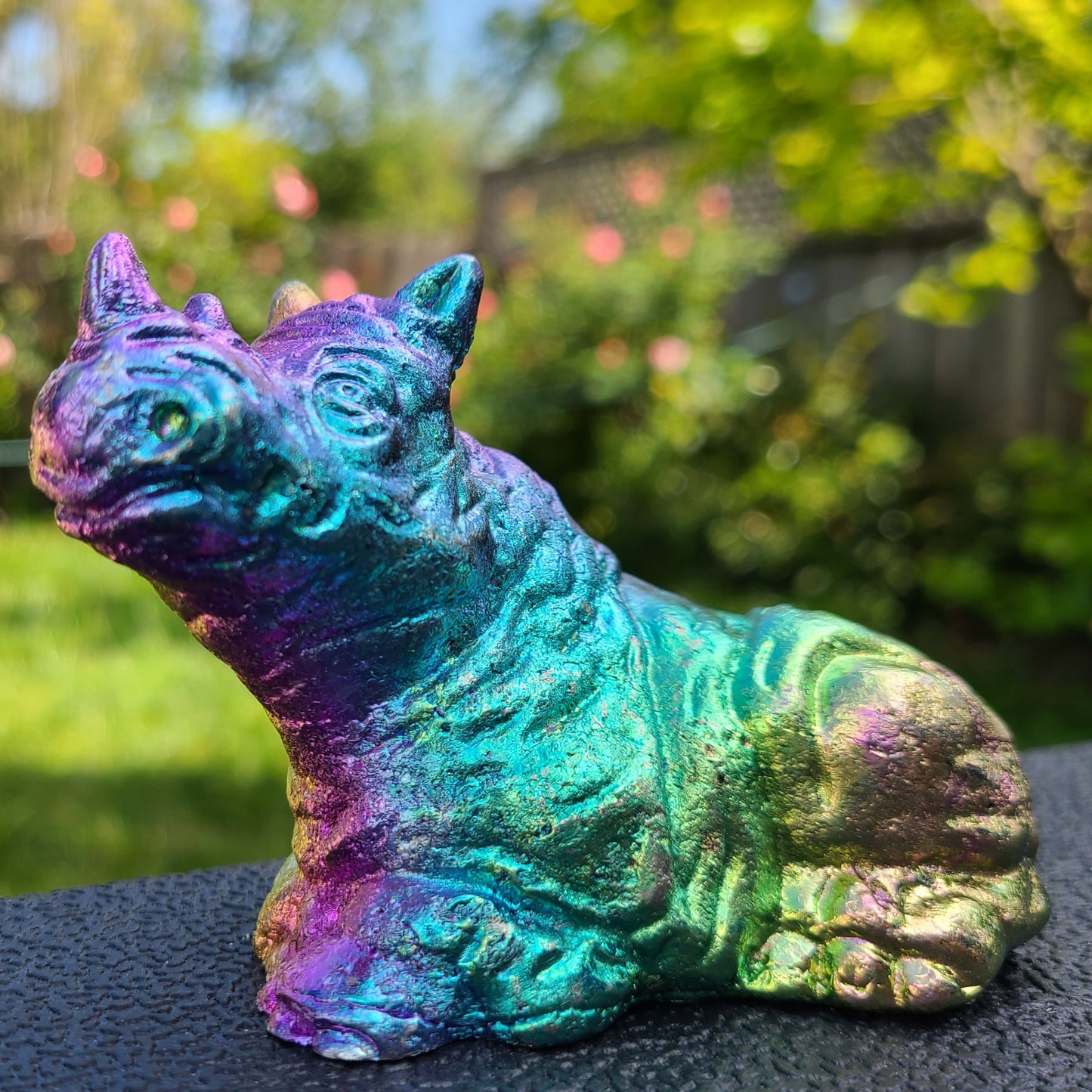 Rainbow Bismuth Rhinoceros, Made by The Bismuth Smith