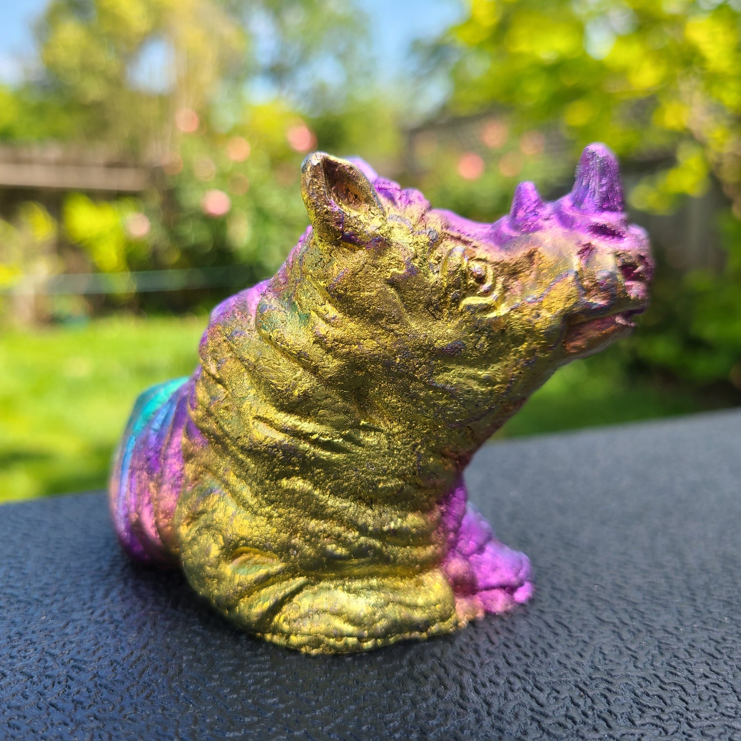 Rainbow Bismuth Rhinoceros, Made by The Bismuth Smith