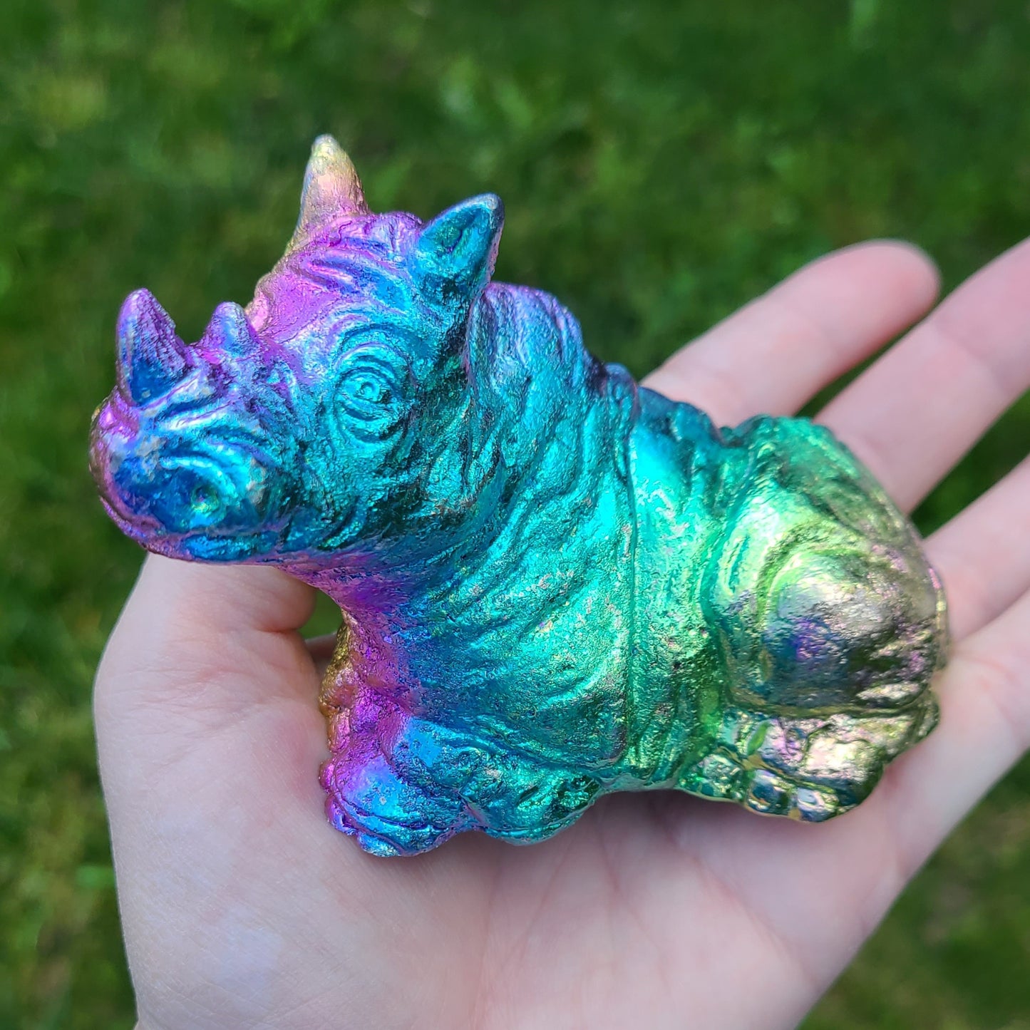 Rainbow Bismuth Rhinoceros, Made by The Bismuth Smith