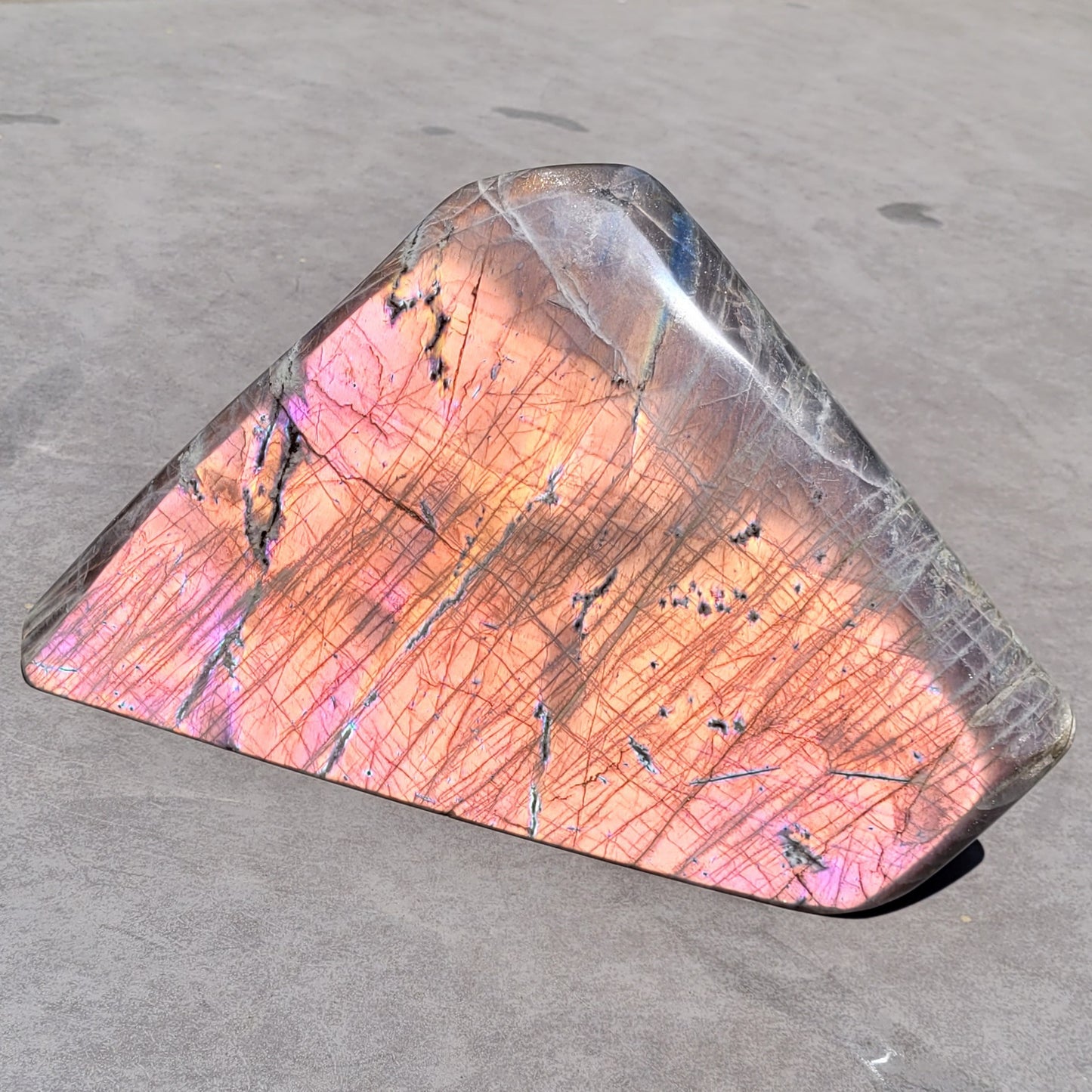 Huge Labradorite Freeform, 13.8LB With Purple and Pink Sunset Flash