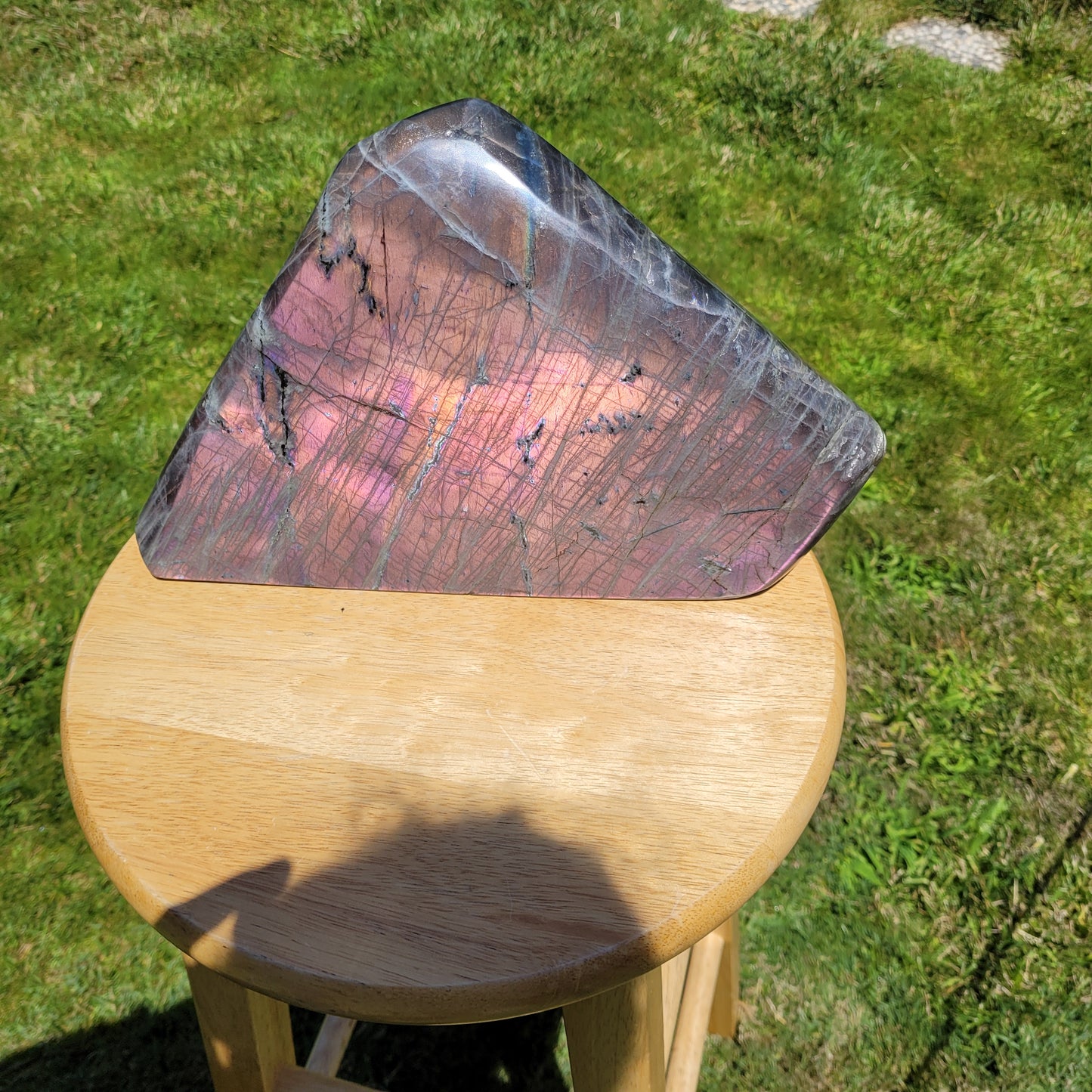 Huge Labradorite Freeform, 13.8LB With Purple and Pink Sunset Flash