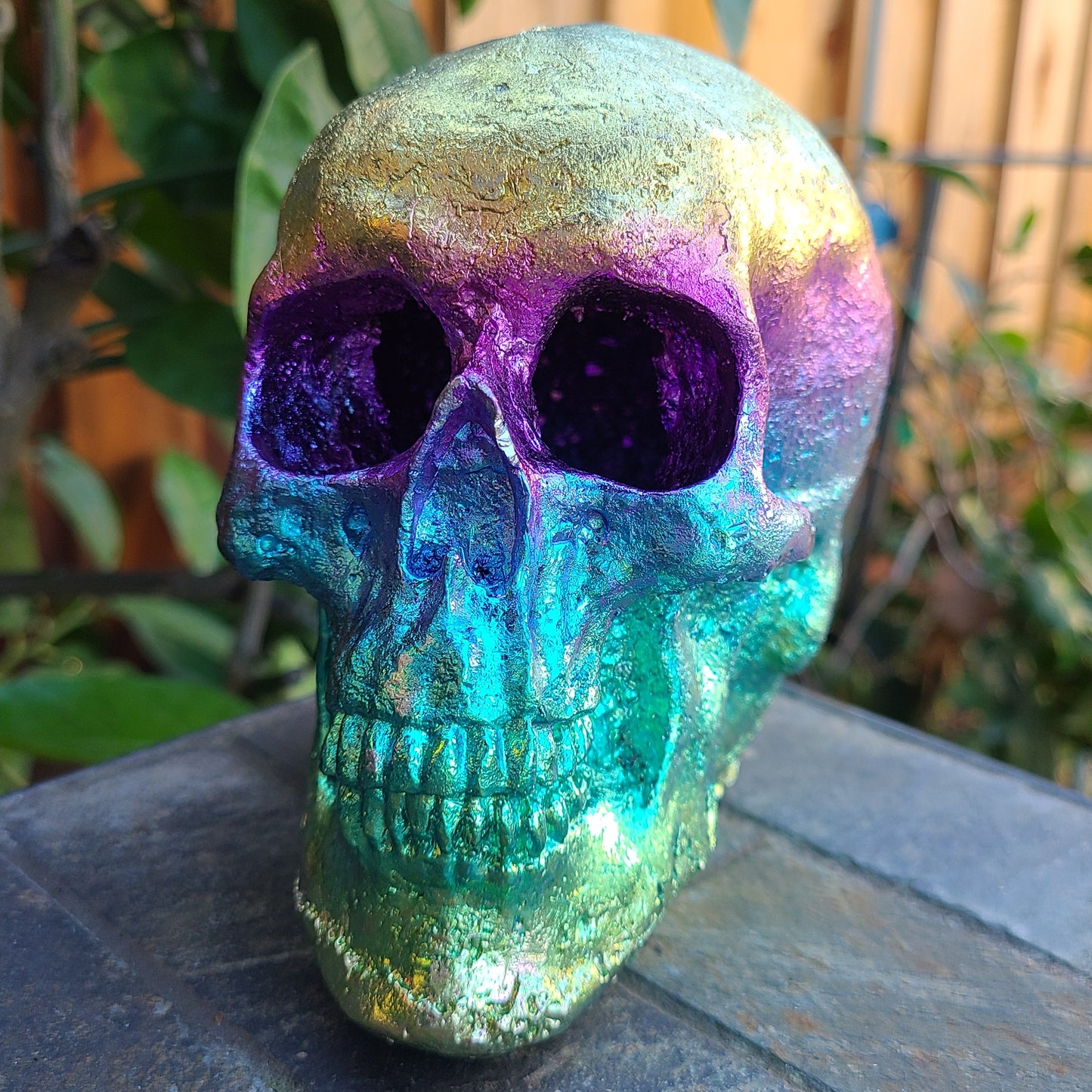 Rainbow Bismuth Human Sized Skull, 4.6 Pounds and 6.5" Made by The Bismuth Smith