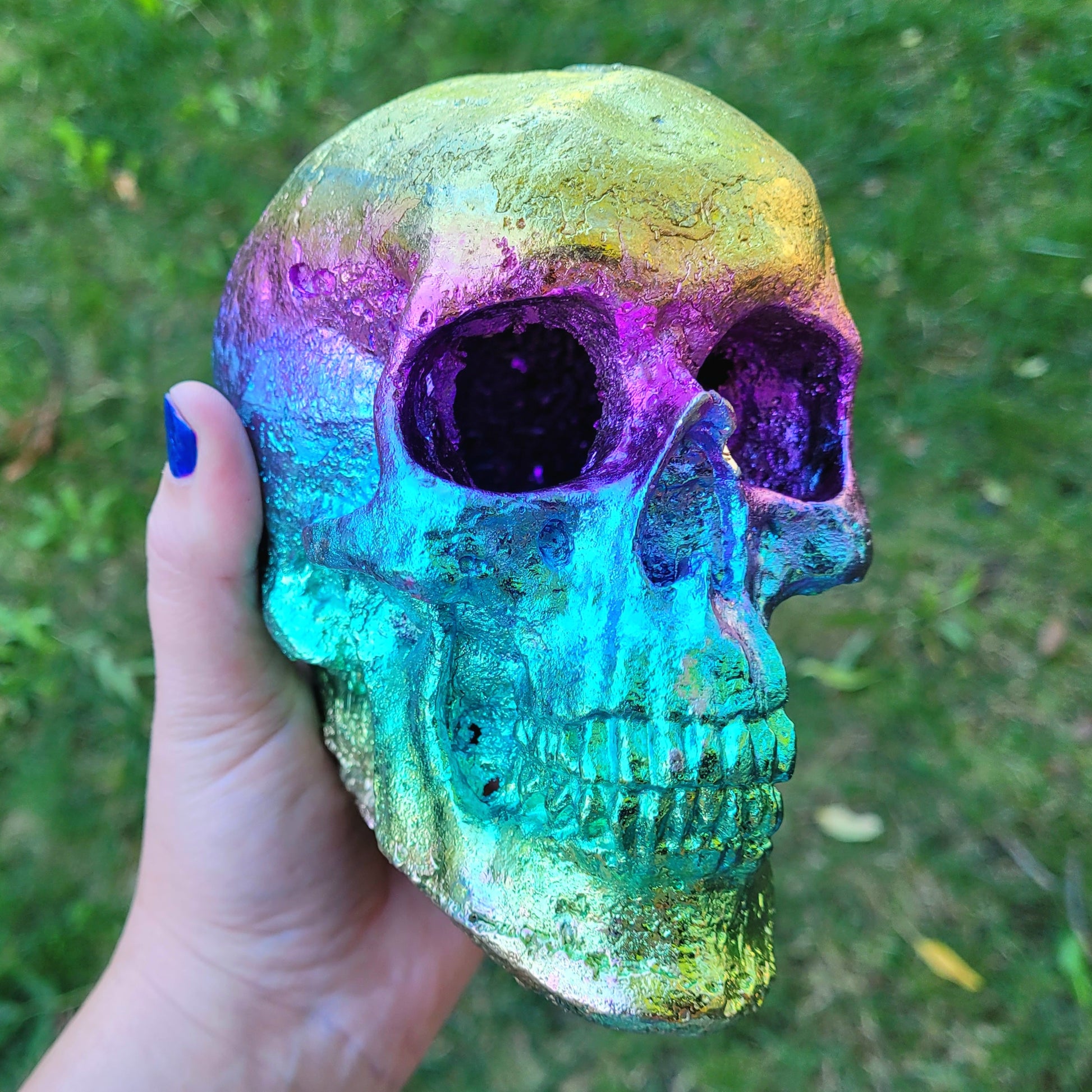 Rainbow Bismuth Human Sized Skull