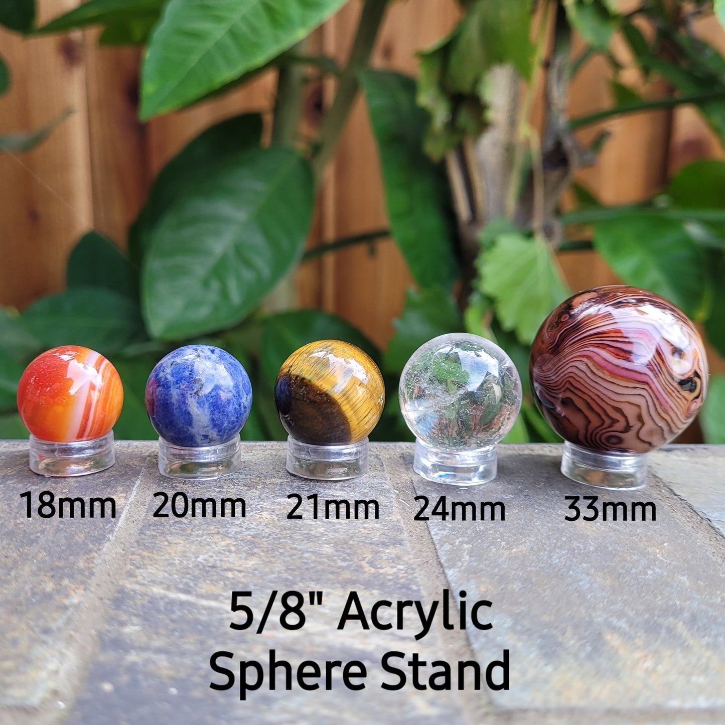 Clear Acrylic Sphere Display Stands, for Crystal Balls or Eggs 0.6" to 5.5" (15mm to 140mm)