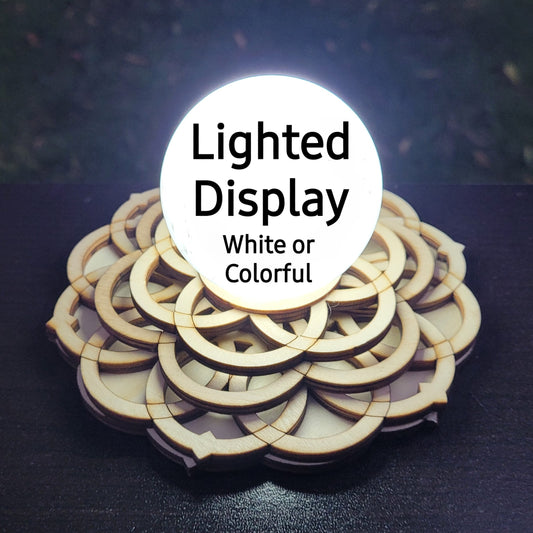 Large Flower LED Light Sphere Display Stands (Color Changing OR White) for Crystal Balls 2.2" to 5" (57mm to 130mm)