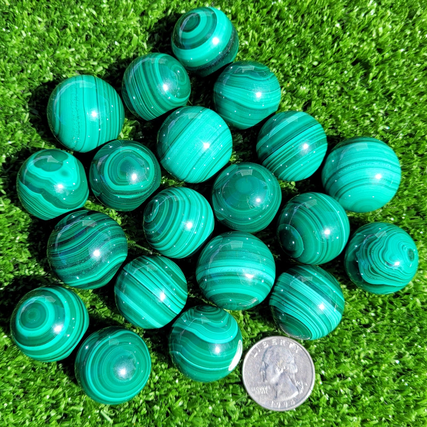 Malachite Crystal Mini Sphere, 25mm to 26mm