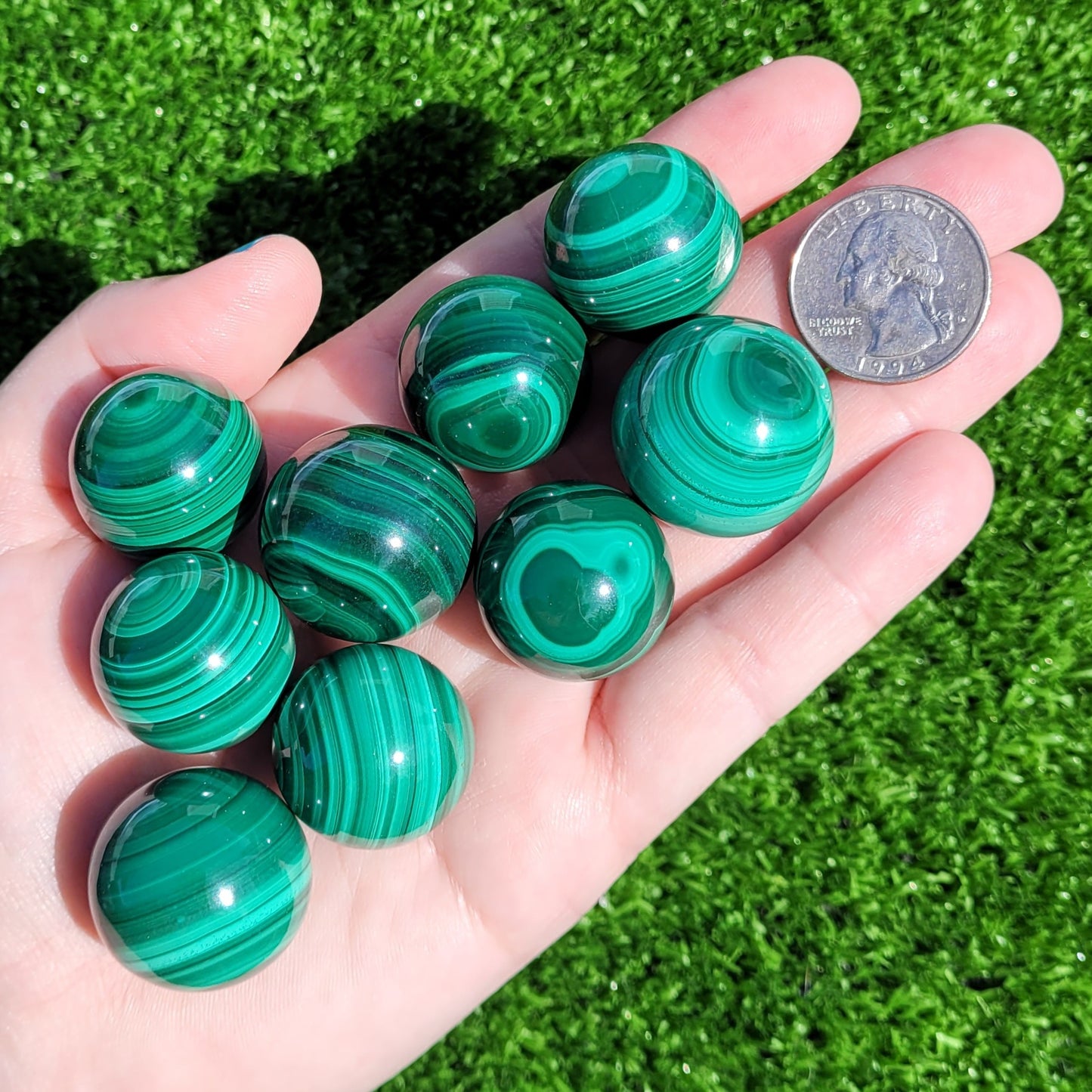 Malachite Crystal Mini Sphere, 25mm to 26mm