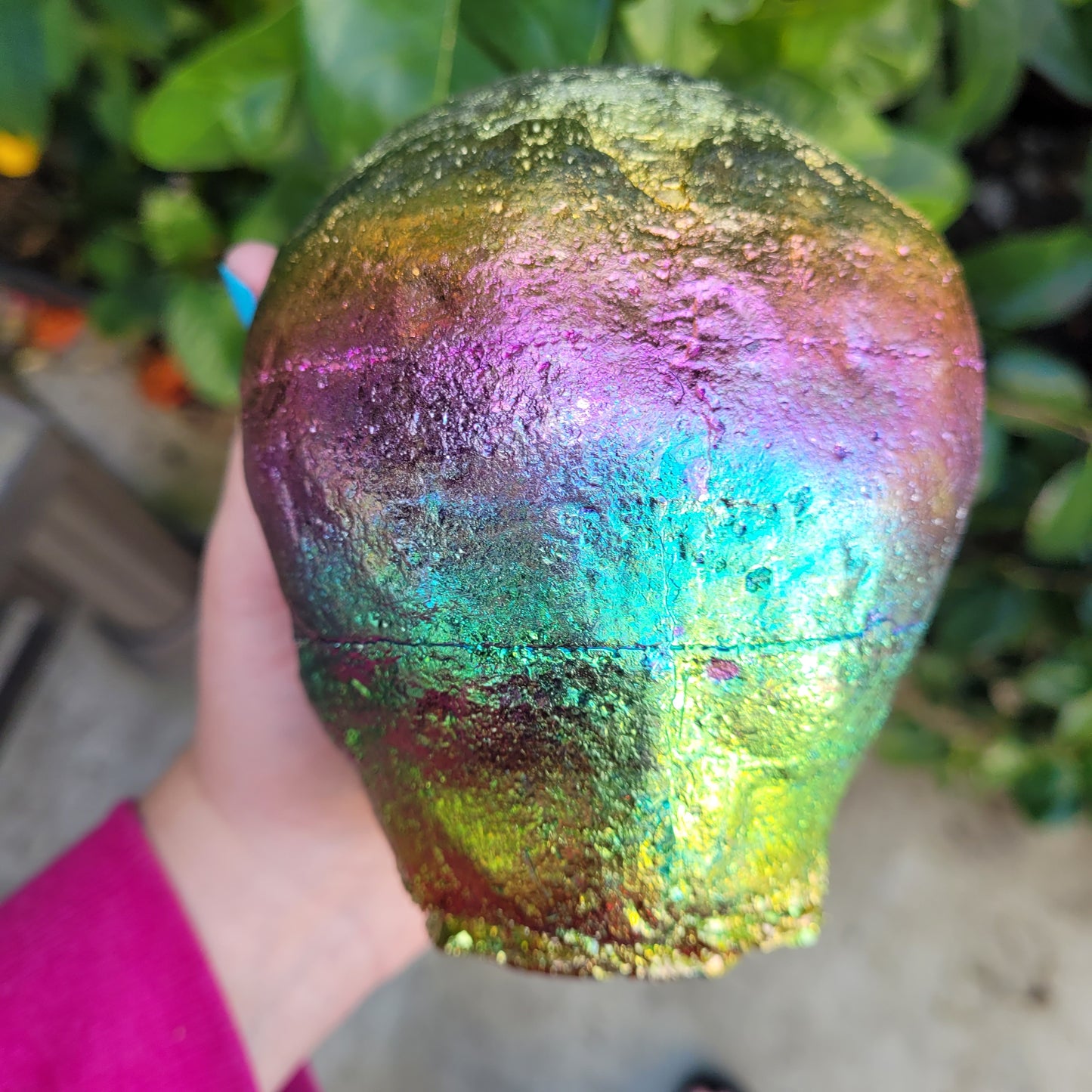 Rainbow Bismuth Human Sized Skull, 4.6 Pounds and 6.5" Made by The Bismuth Smith