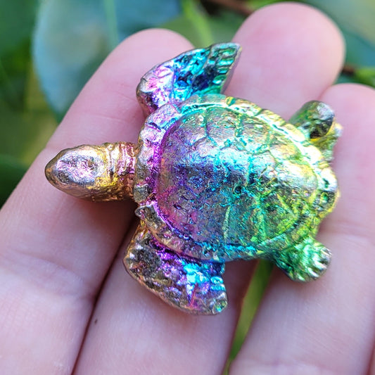 Rainbow Bismuth Sea Turtle Sculpture