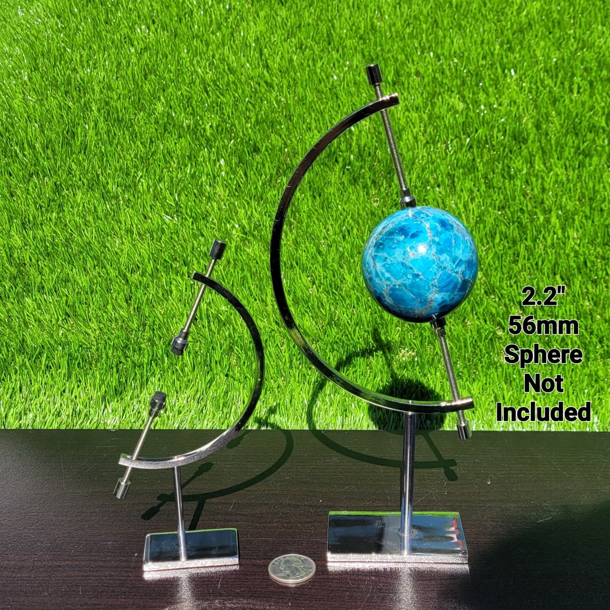 Silver Globe Style Sphere Display Stands, Adjustable, for Crystal Balls or Eggs 2.6" to 4.4" (40mm to 114mm)