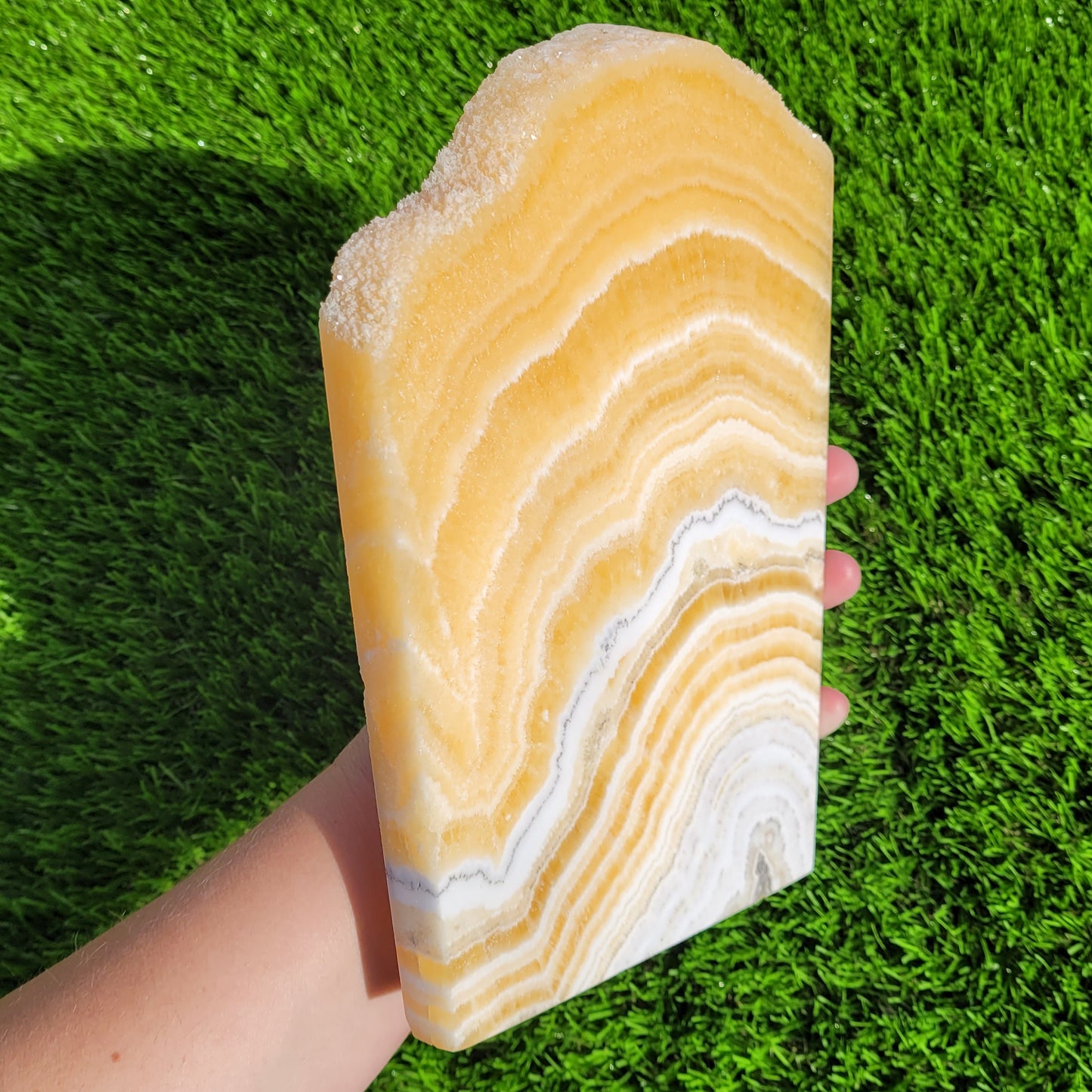 Orange Calcite Crystal Slab, 9.3" x 6.6", 3.5LB, Statement Piece