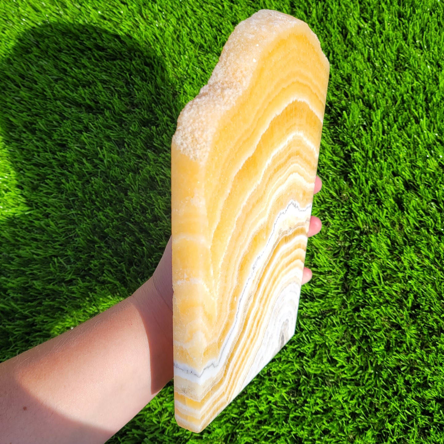 Orange Calcite Crystal Slab, 9.3" x 6.6", 3.5LB, Statement Piece