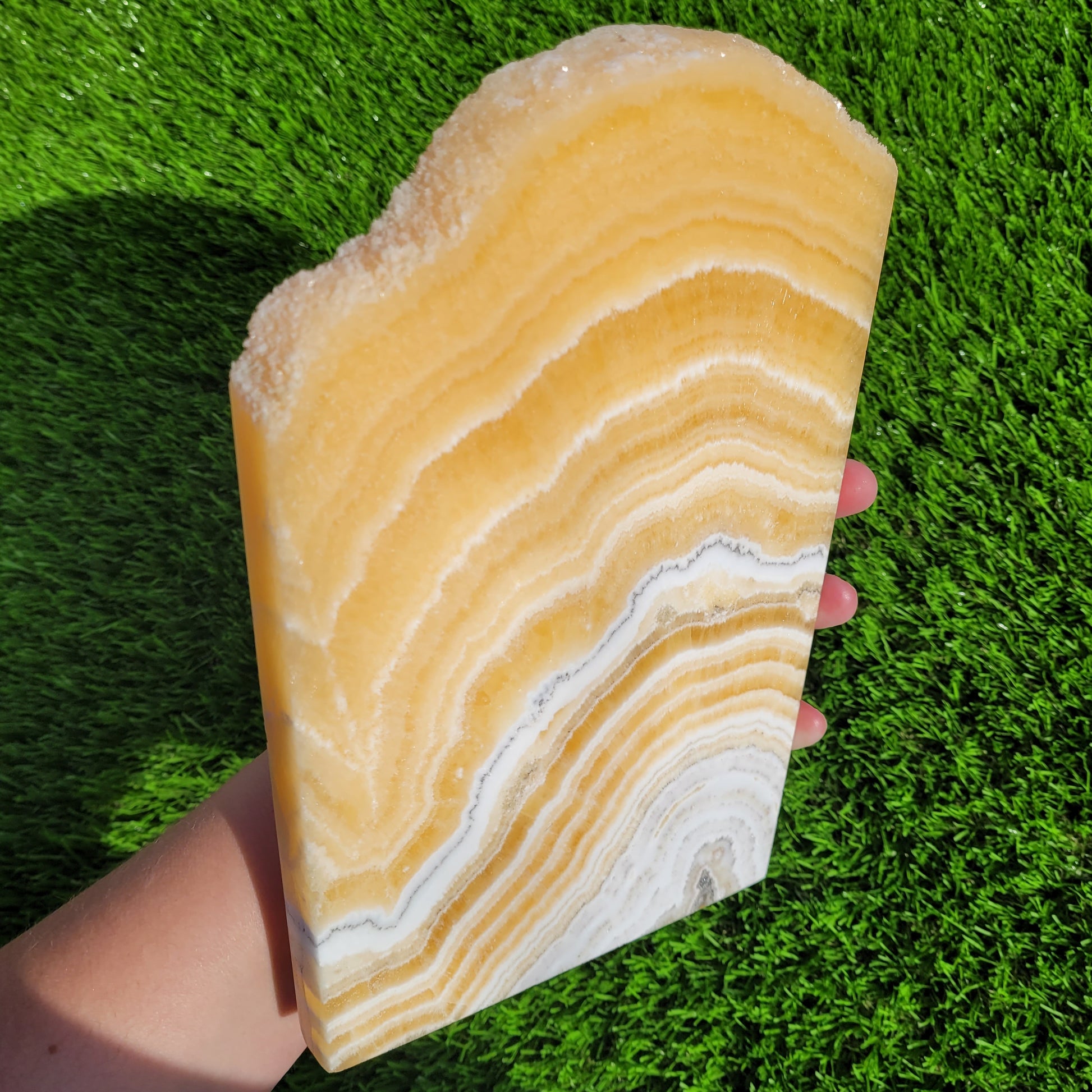 Orange Calcite Crystal Slab