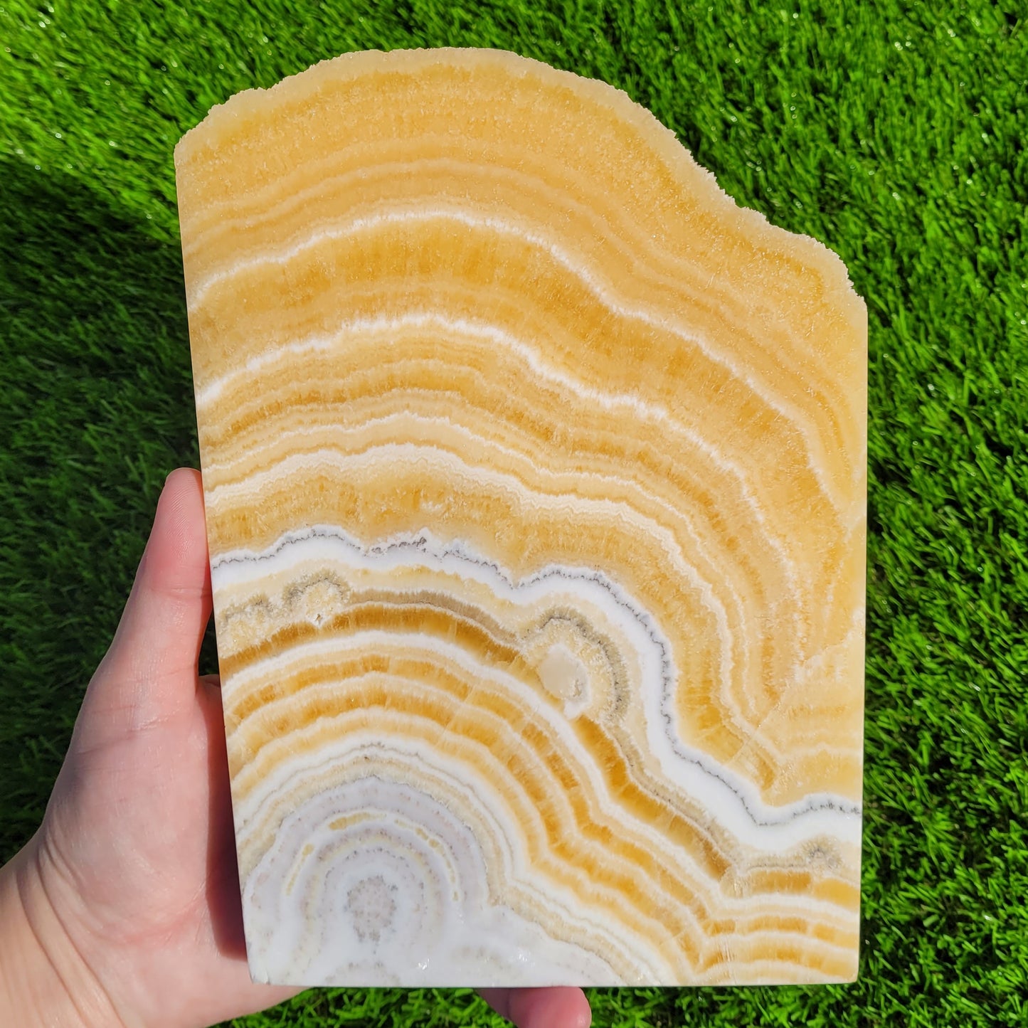 Orange Calcite Crystal Slab, 9.3" x 6.6", 3.5LB, Statement Piece