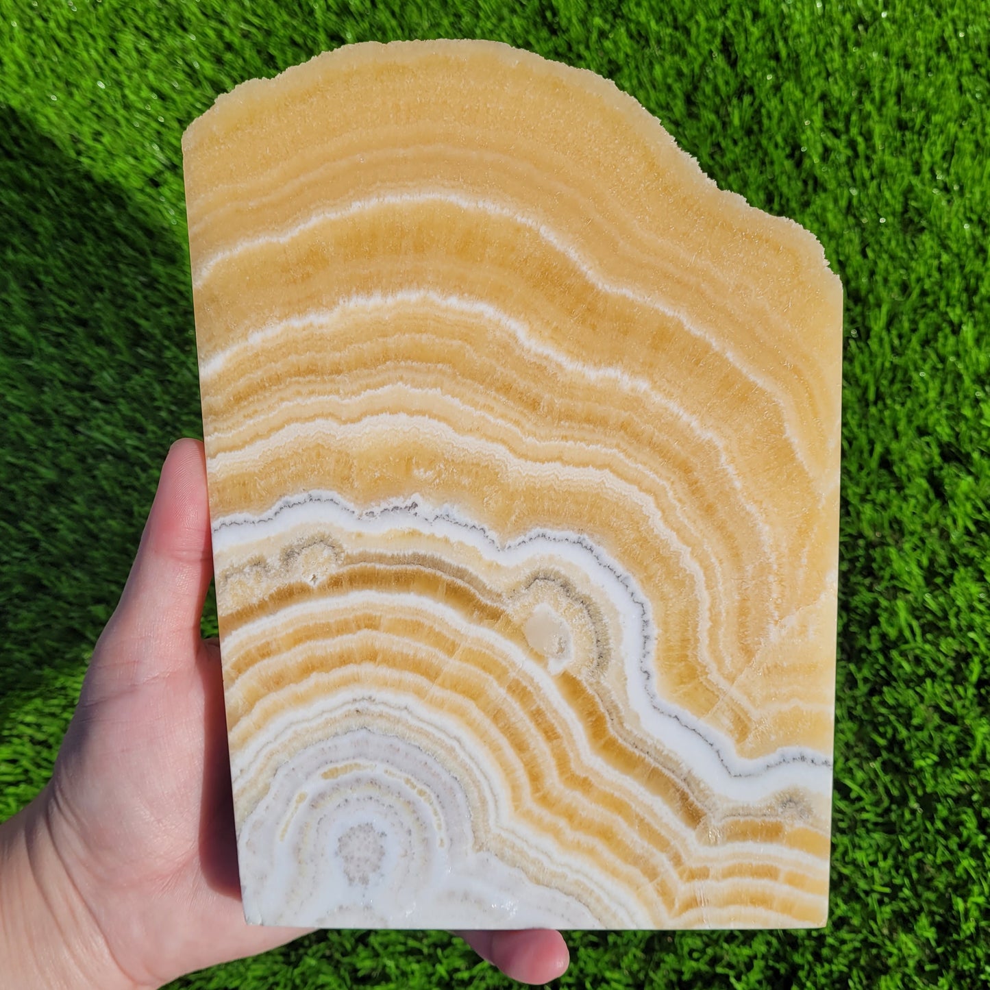 Orange Calcite Crystal Slab, 9.3" x 6.6", 3.5LB, Statement Piece