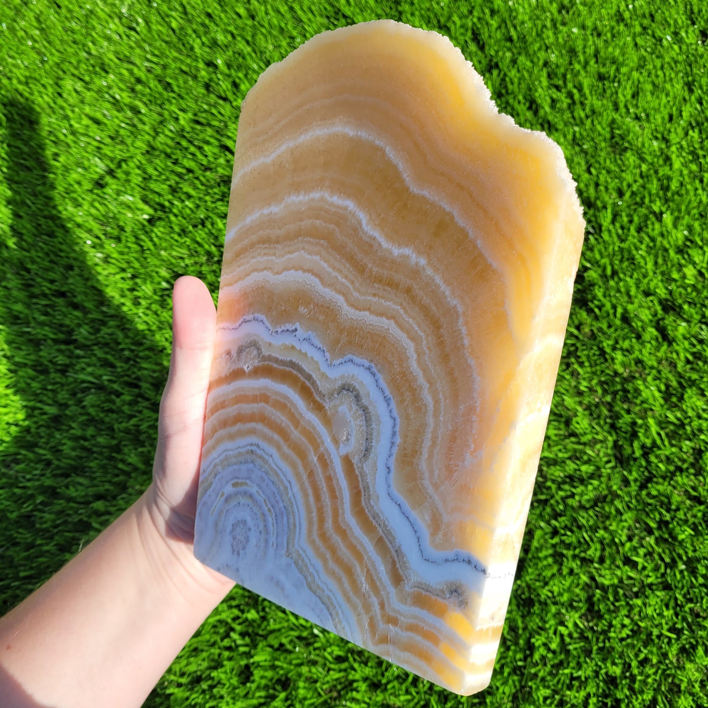 Orange Calcite Crystal Slab, 9.3" x 6.6", 3.5LB, Statement Piece