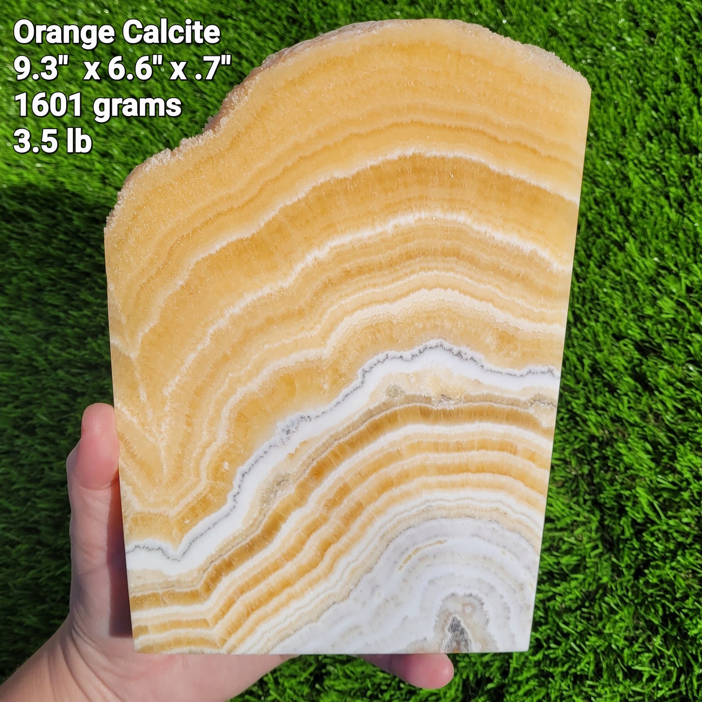 Orange Calcite Crystal Slab, 9.3" x 6.6", 3.5LB, Statement Piece