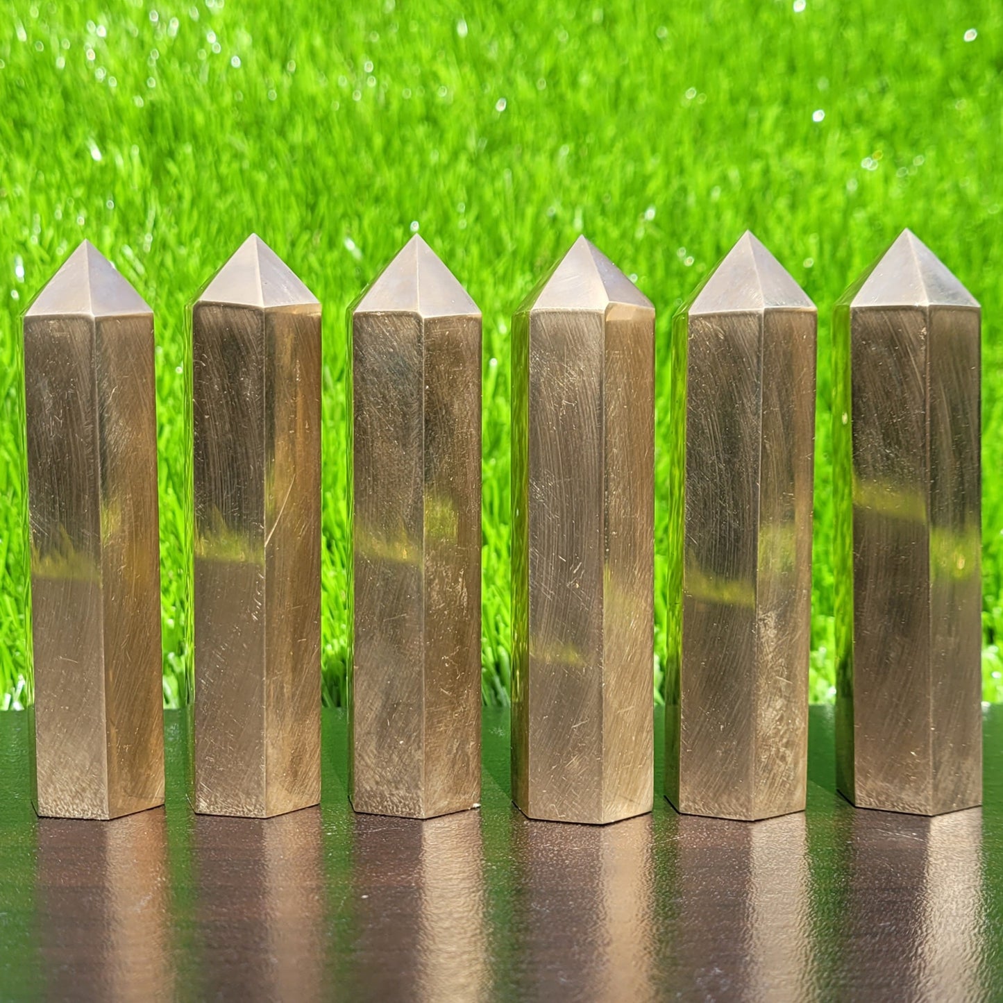 Pyrite crystal tower, weighs around 170 grams, stands 3.1". 