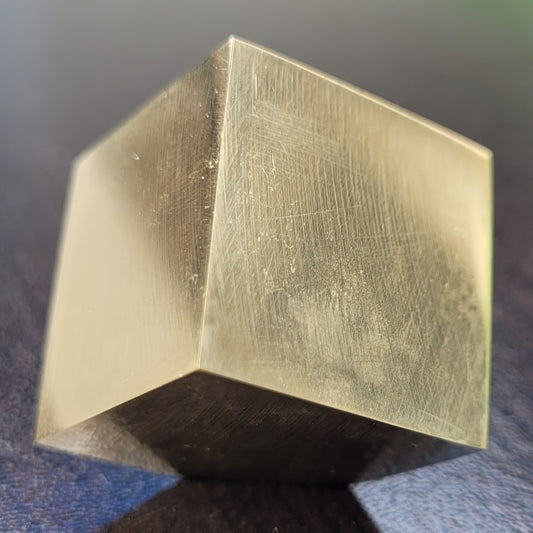 Pyrite Crystal Cube, with Corner Cut Base