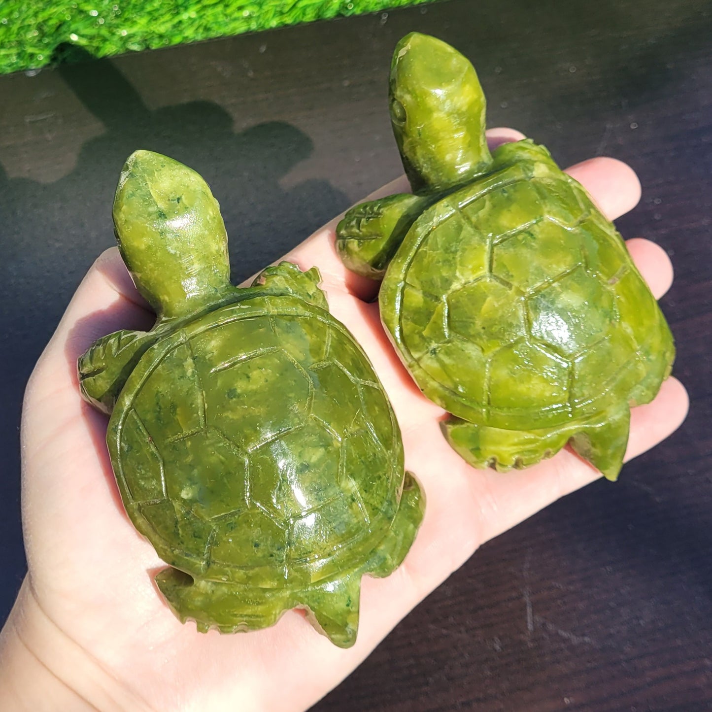 Large Green Jade Crystal Turtle