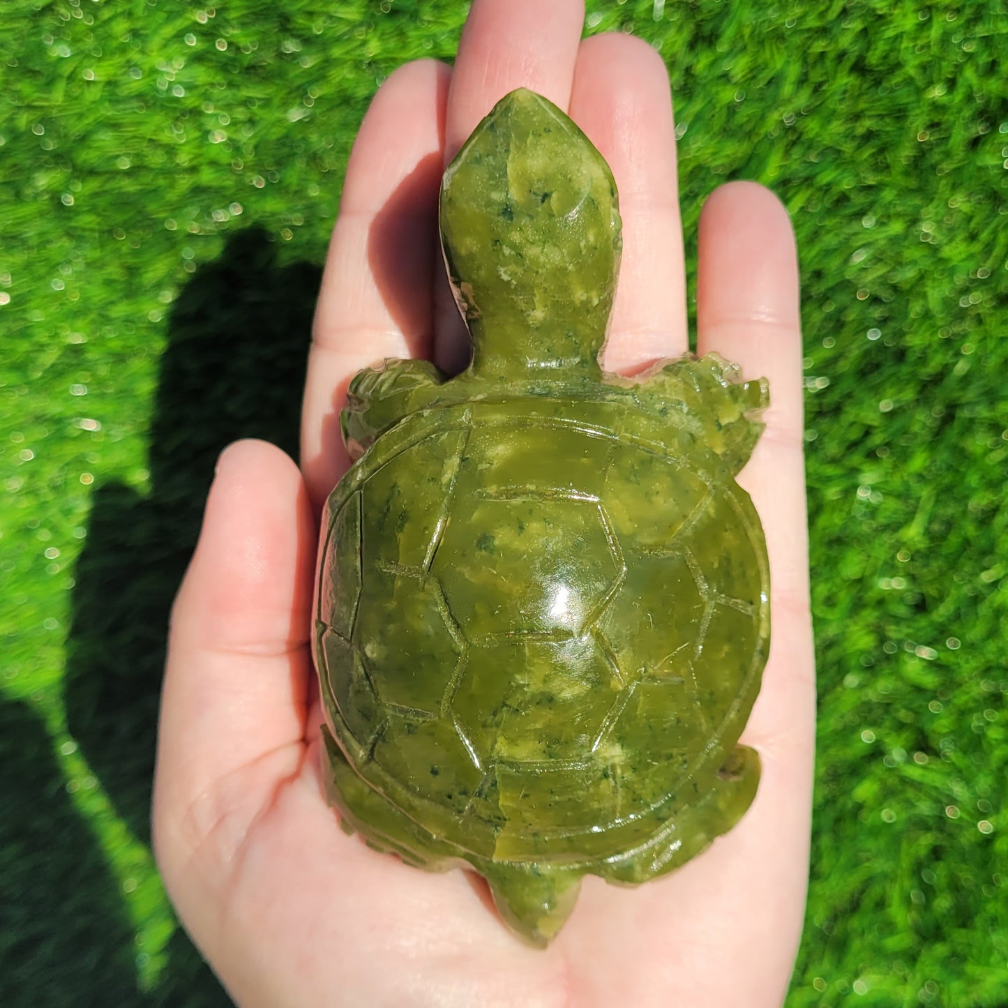 Large Green Jade Crystal Turtle, 4.4"