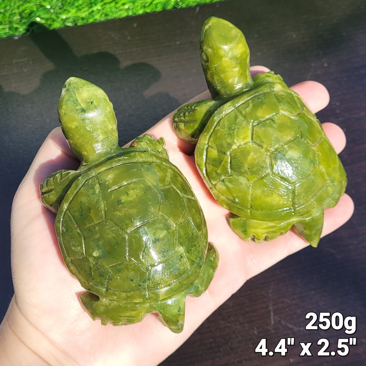 Large Green Jade Crystal Turtle, 4.4"