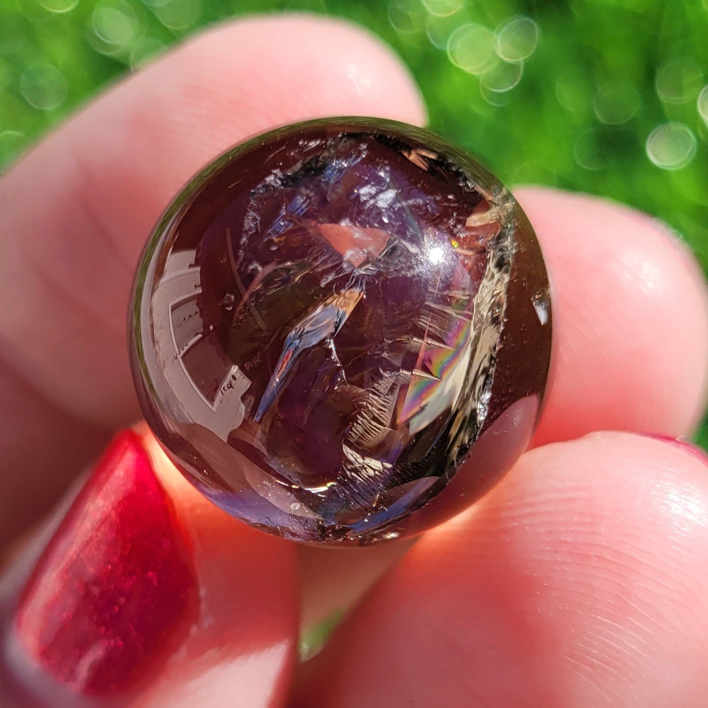 Smokey Quartz Mini Sphere with Rainbows, .6" to .8", 17mm to 20mm