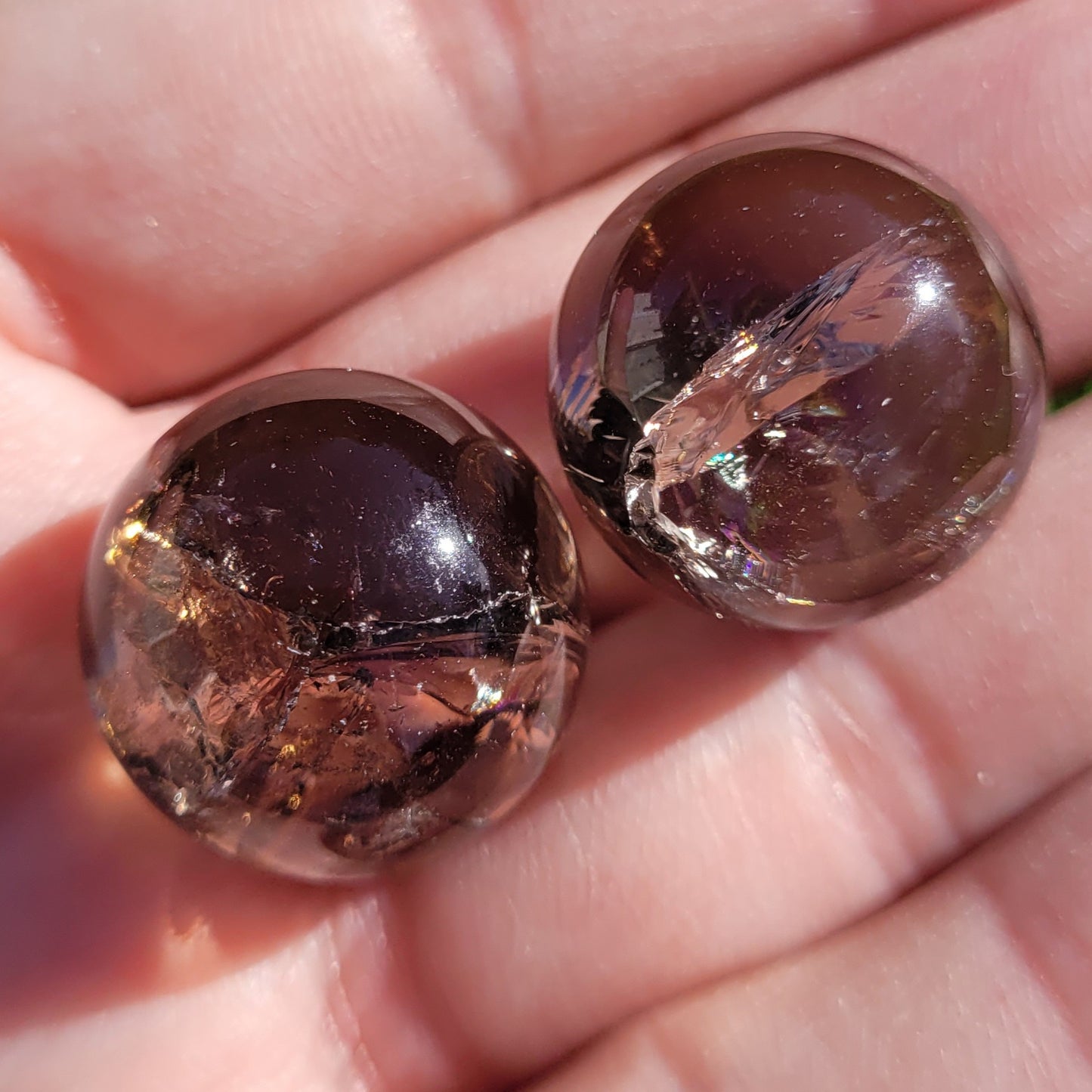 Smokey Quartz Mini Sphere with Rainbows, .6" to .8", 17mm to 20mm