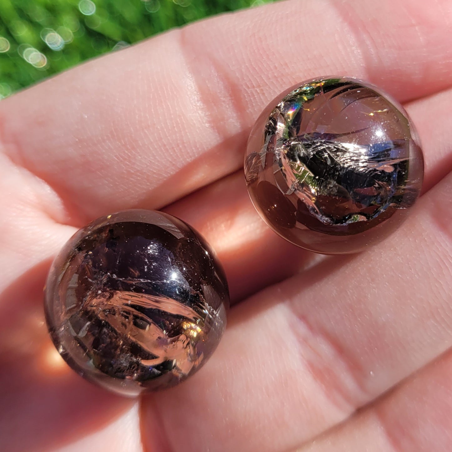 Smokey Quartz Mini Sphere with Rainbows, .6" to .8", 17mm to 20mm