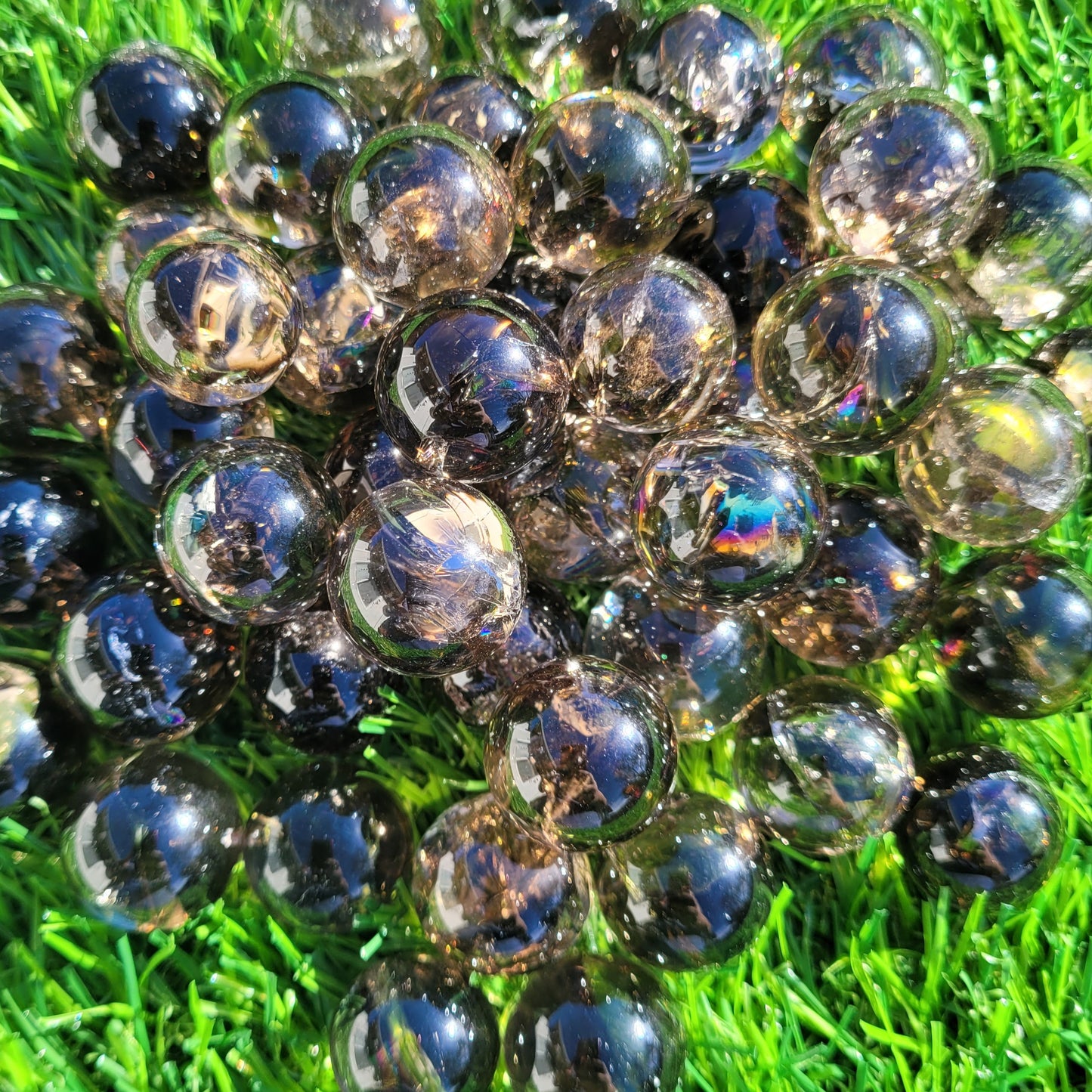 Smokey Quartz Mini Sphere with Rainbows, .6" to .8", 17mm to 20mm