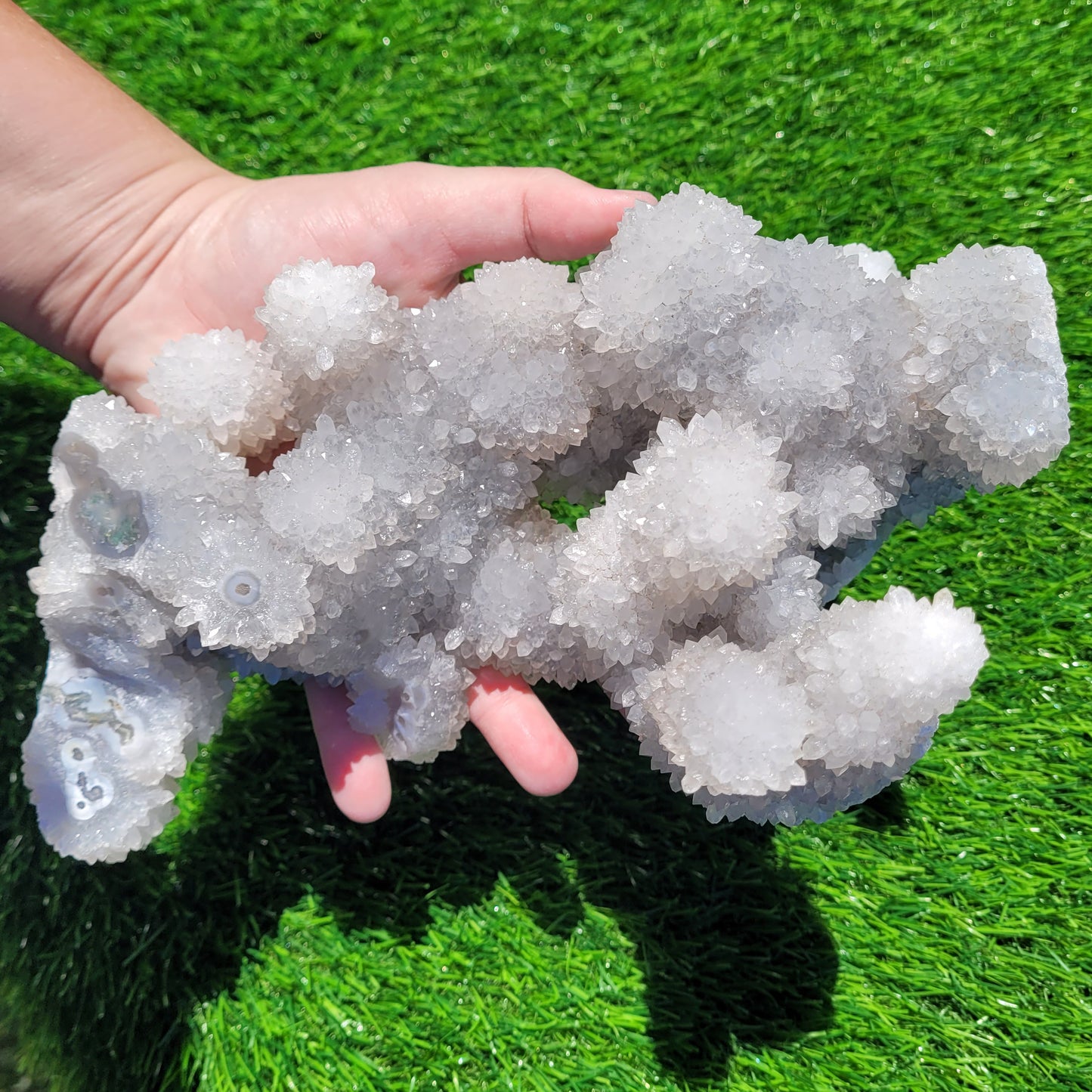 Druzy Moss Agate Stalactite Specimen and Slab, 2332g, 5.1 LB, 9.8"