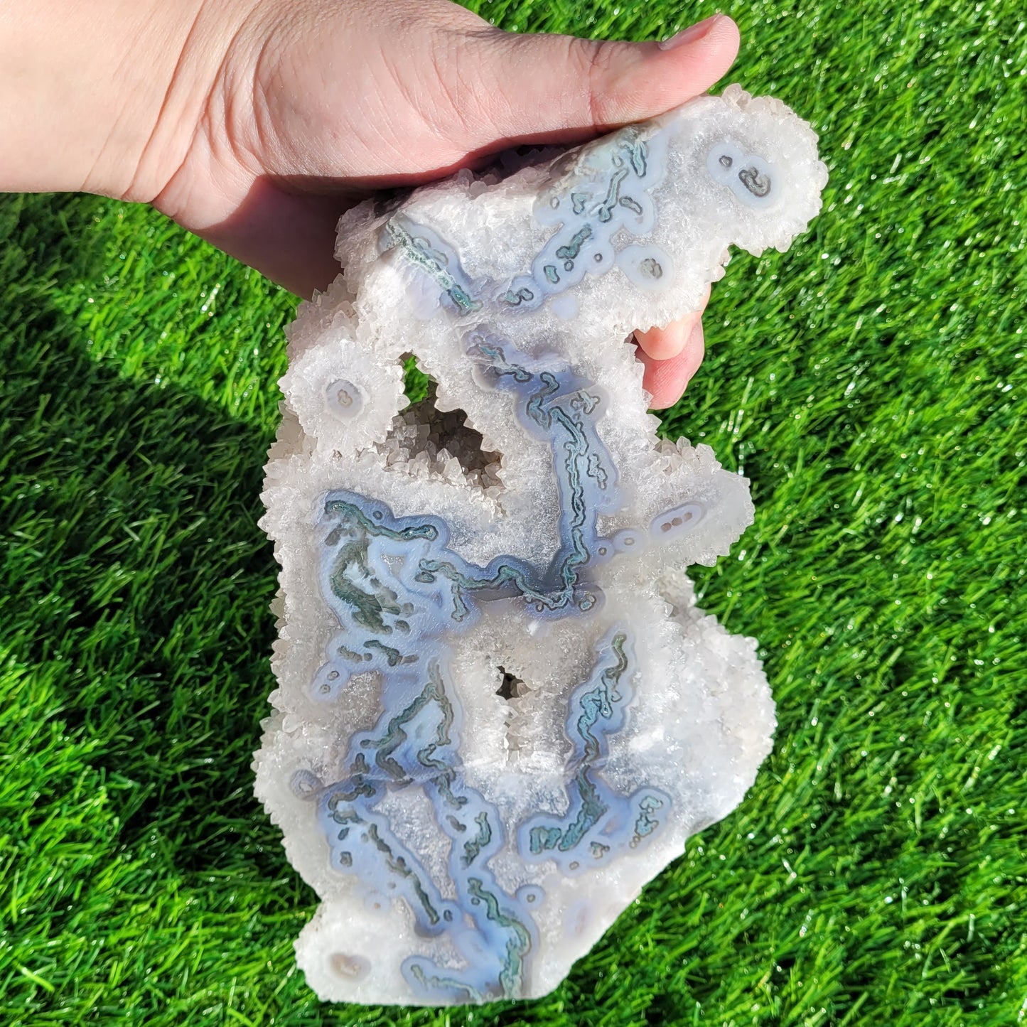 Druzy Moss Agate Stalactite Specimen and Slab